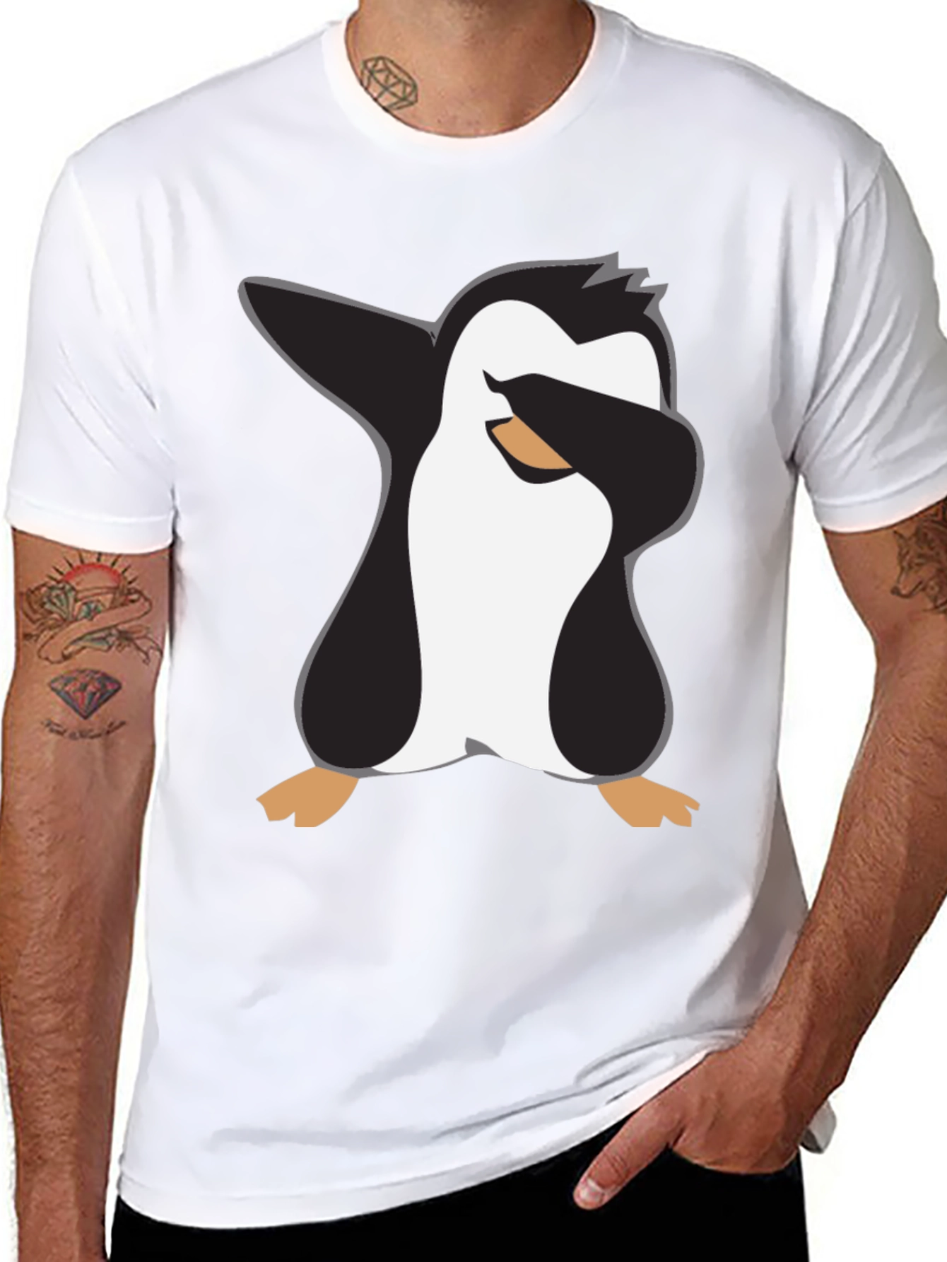 Dabbing Penguin Graphic Tee - Black Crewneck