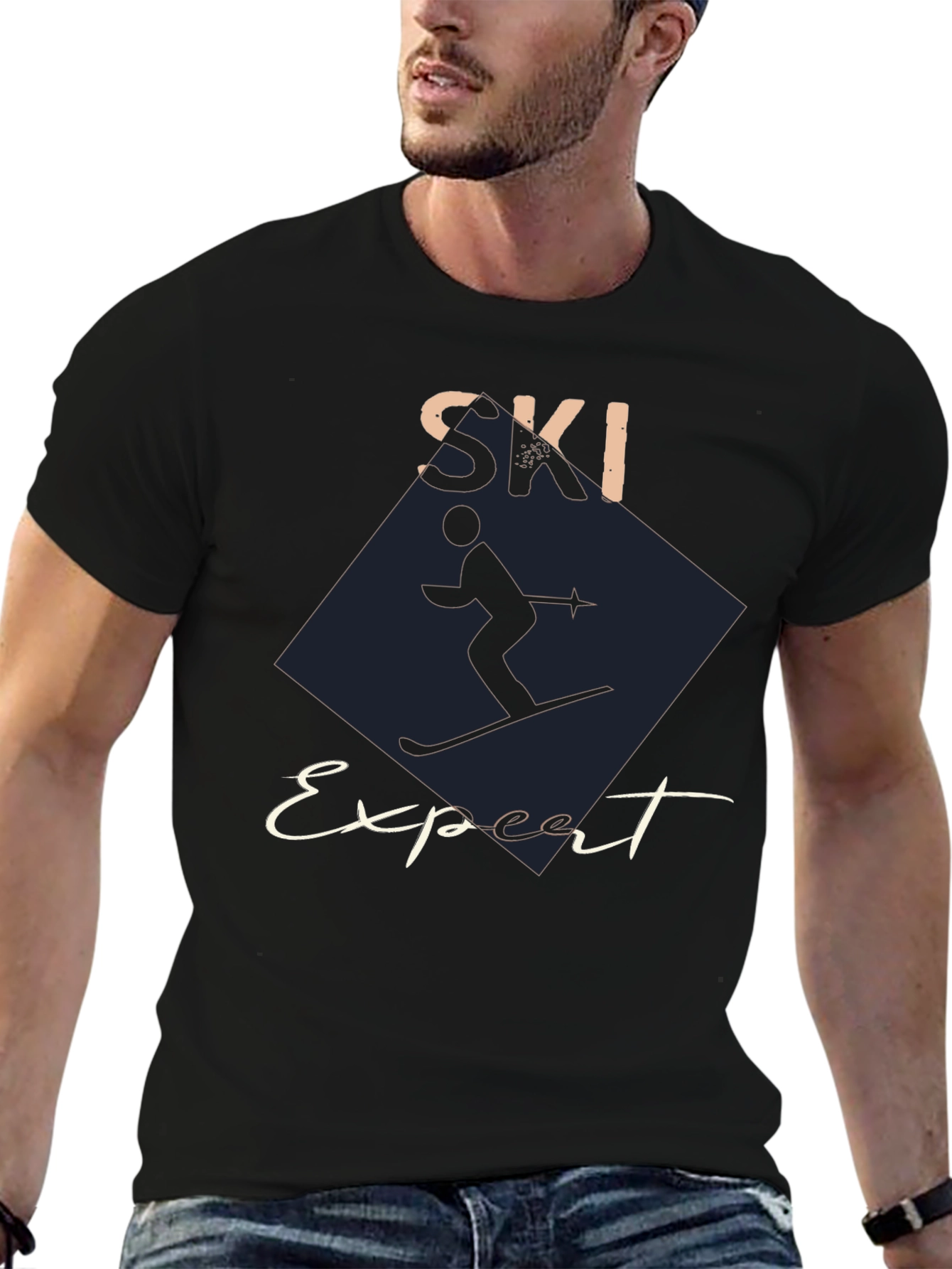 Ski Expert Graphic Tee - Black Cotton T-Shirt