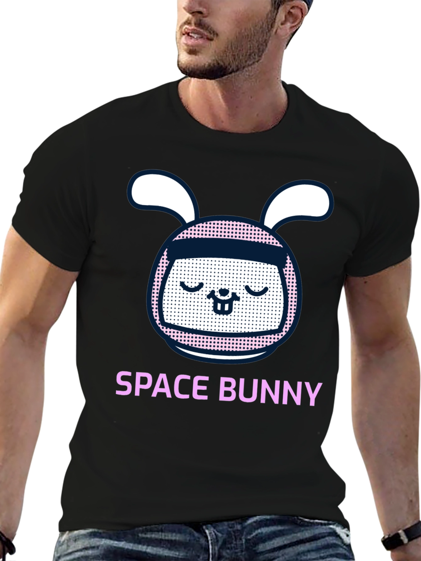 Space Bunny Graphic Tee - Mens Black T-Shirt