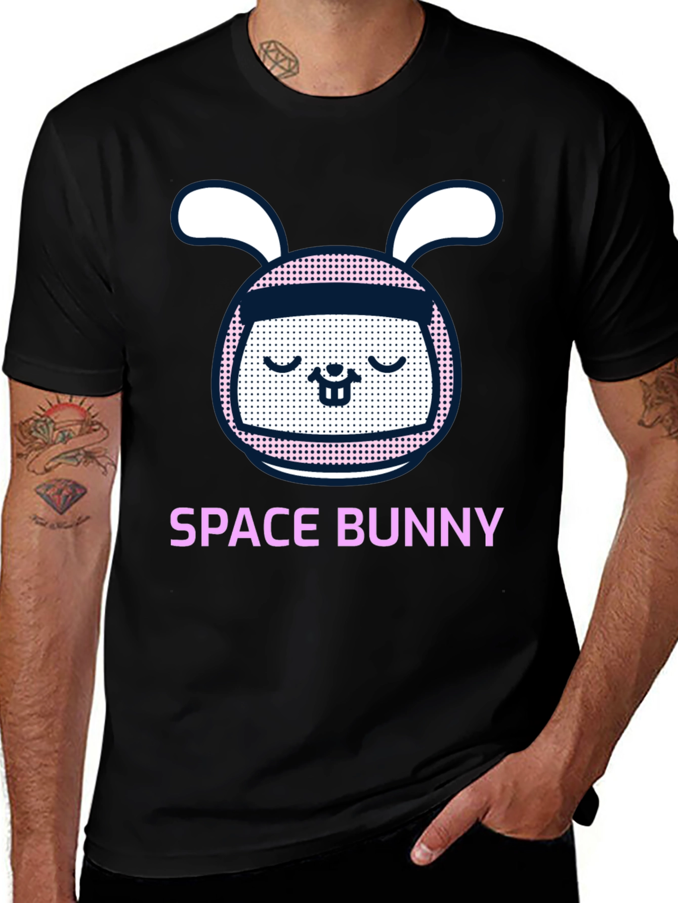 Space Bunny Graphic Tee - Mens Black T-Shirt