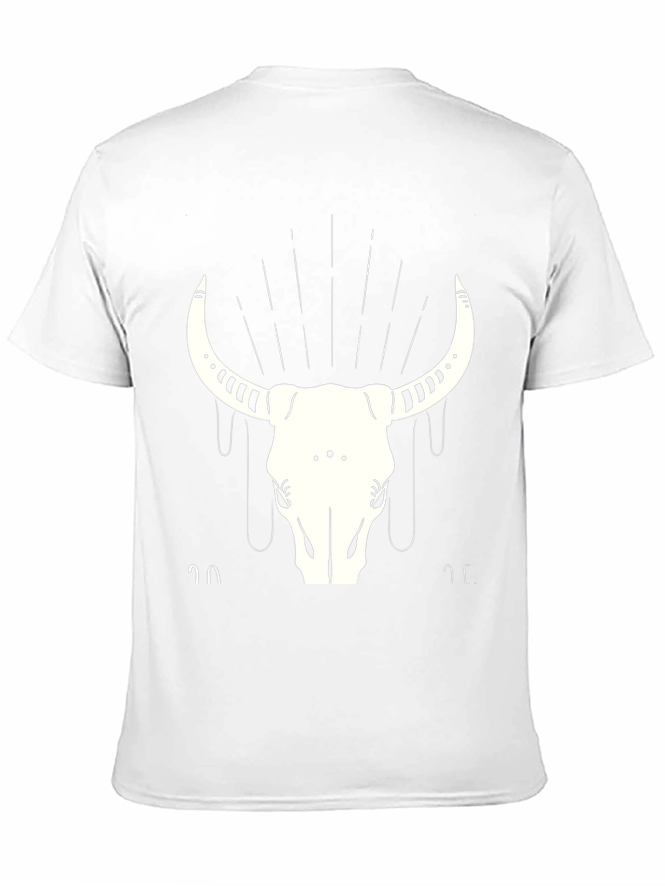 Black T-Shirt with White Bull Skull Graphic