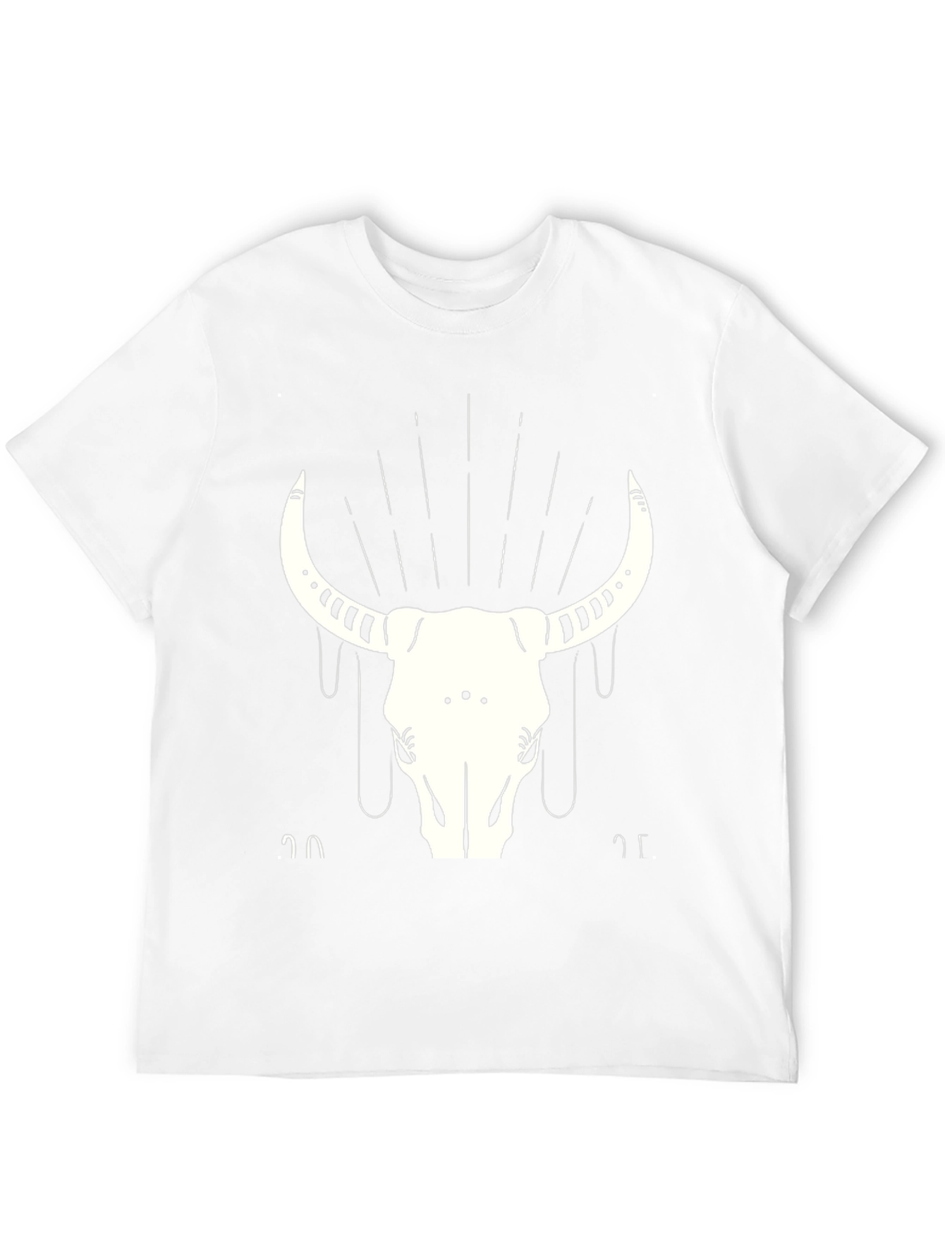 Black T-Shirt with White Bull Skull Graphic