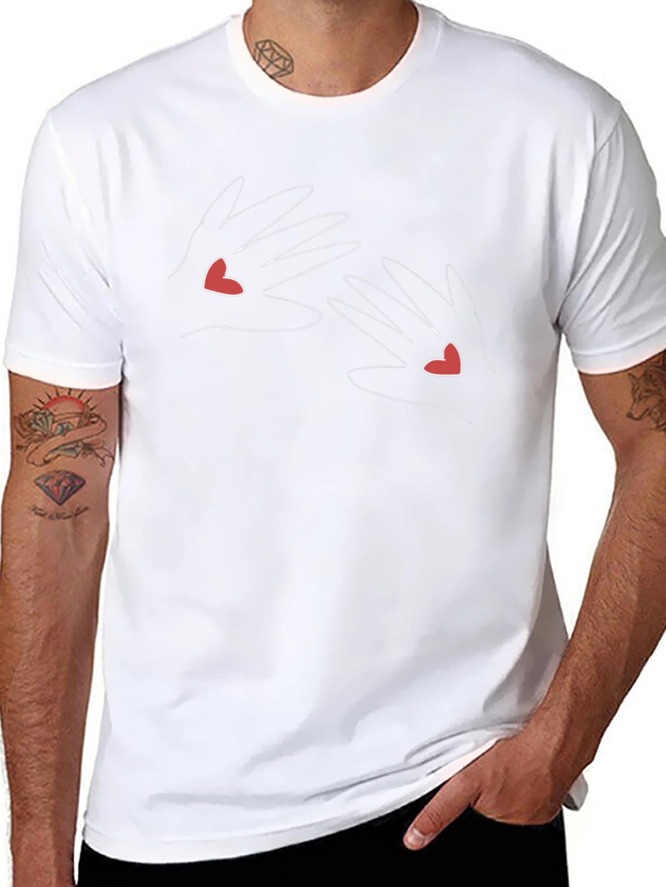 Hands Heart T-Shirt - Modern Minimalist Design