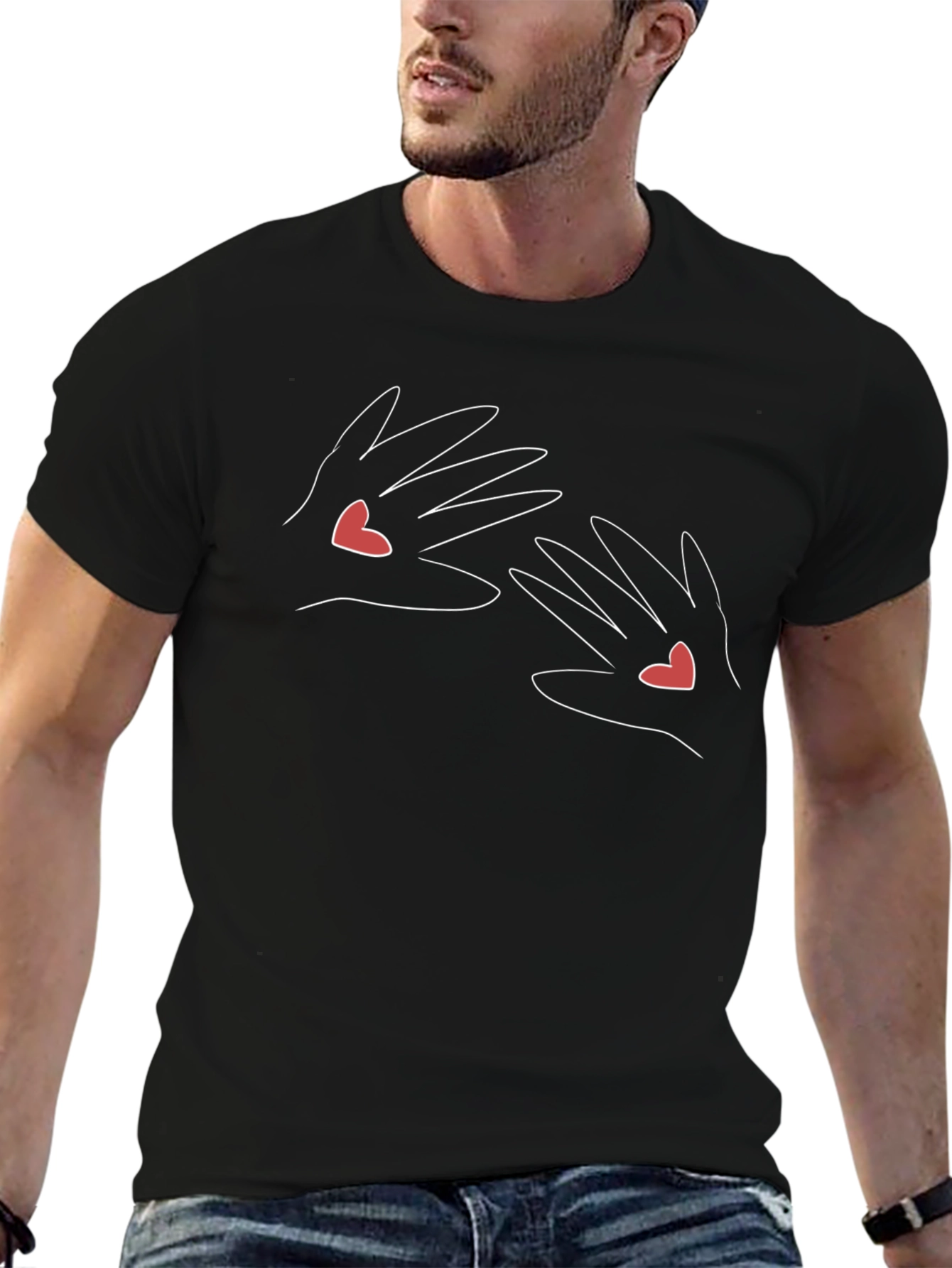 Hands Heart T-Shirt - Modern Minimalist Design