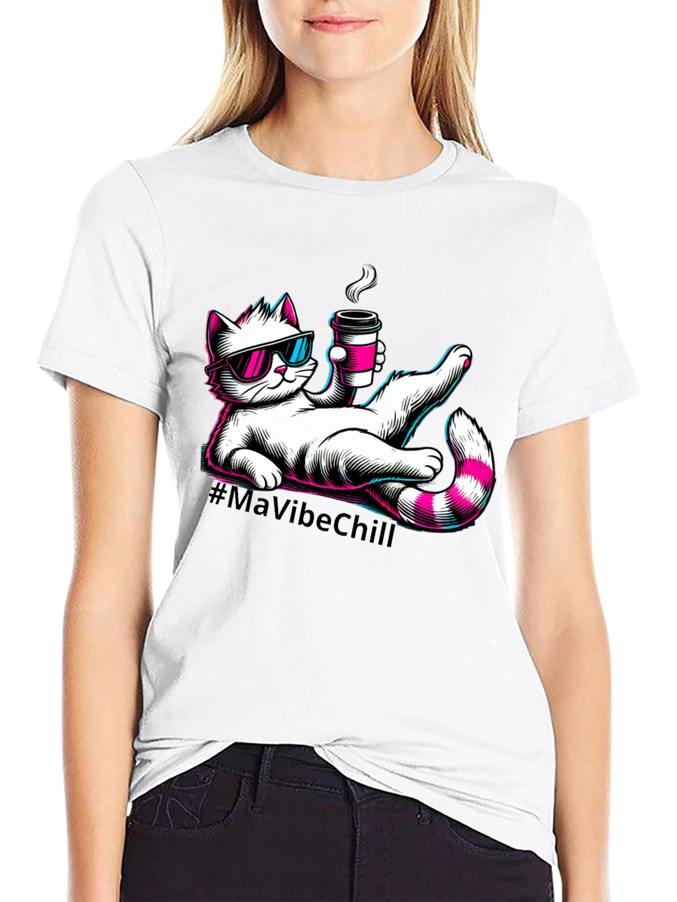 Chill Cat Graphic Tee -  #MaVibeChill