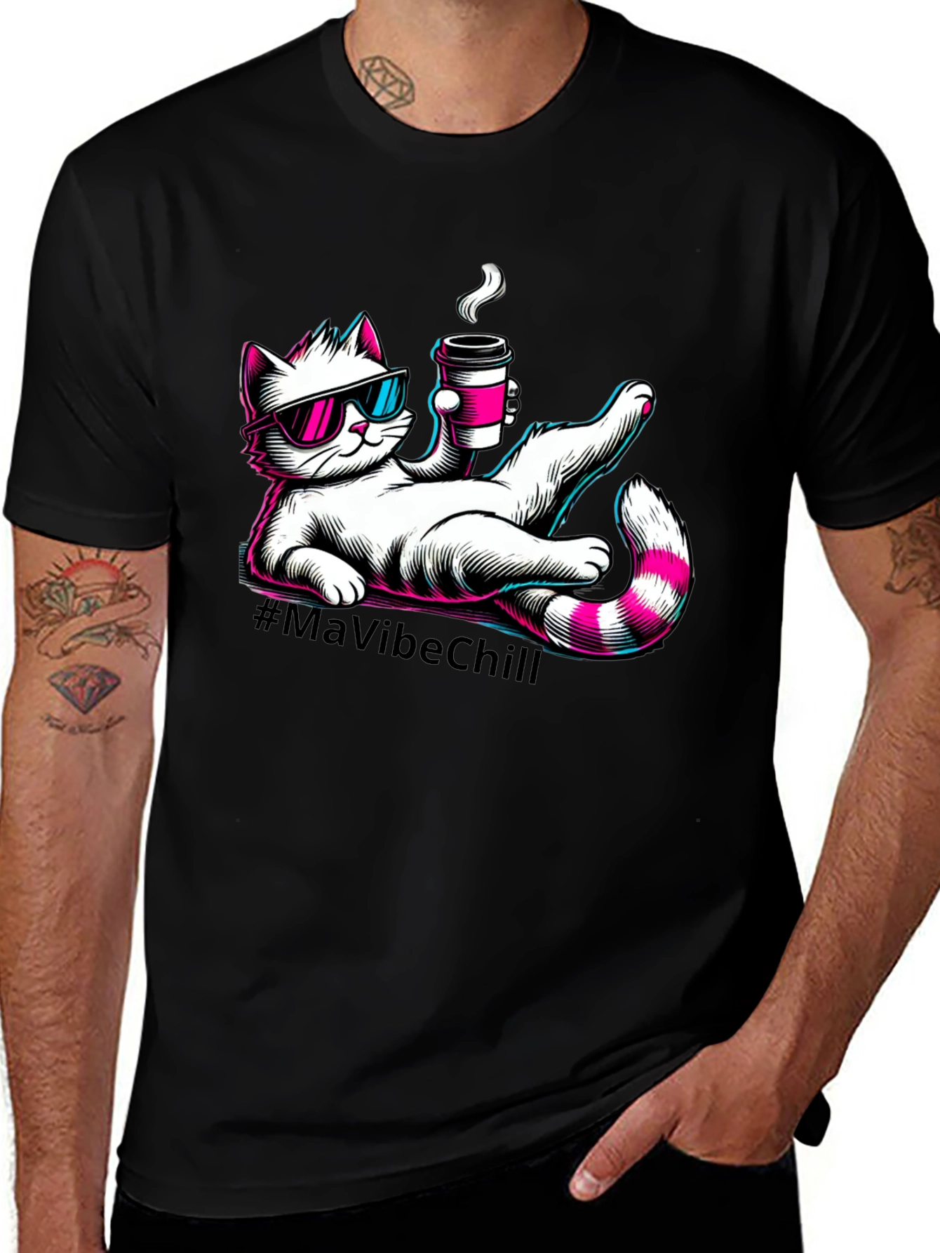 Chill Cat Graphic Tee -  #MaVibeChill