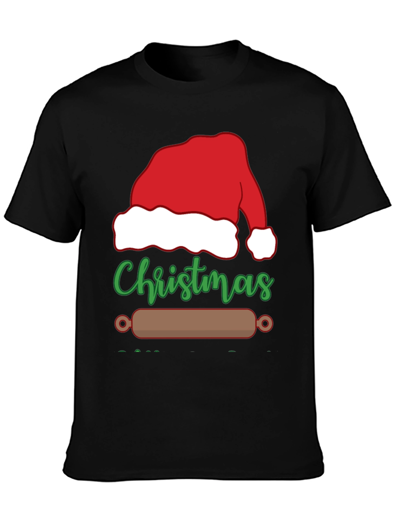 Christmas Baking T-Shirt: Santa Hat & Rolling Pin Design