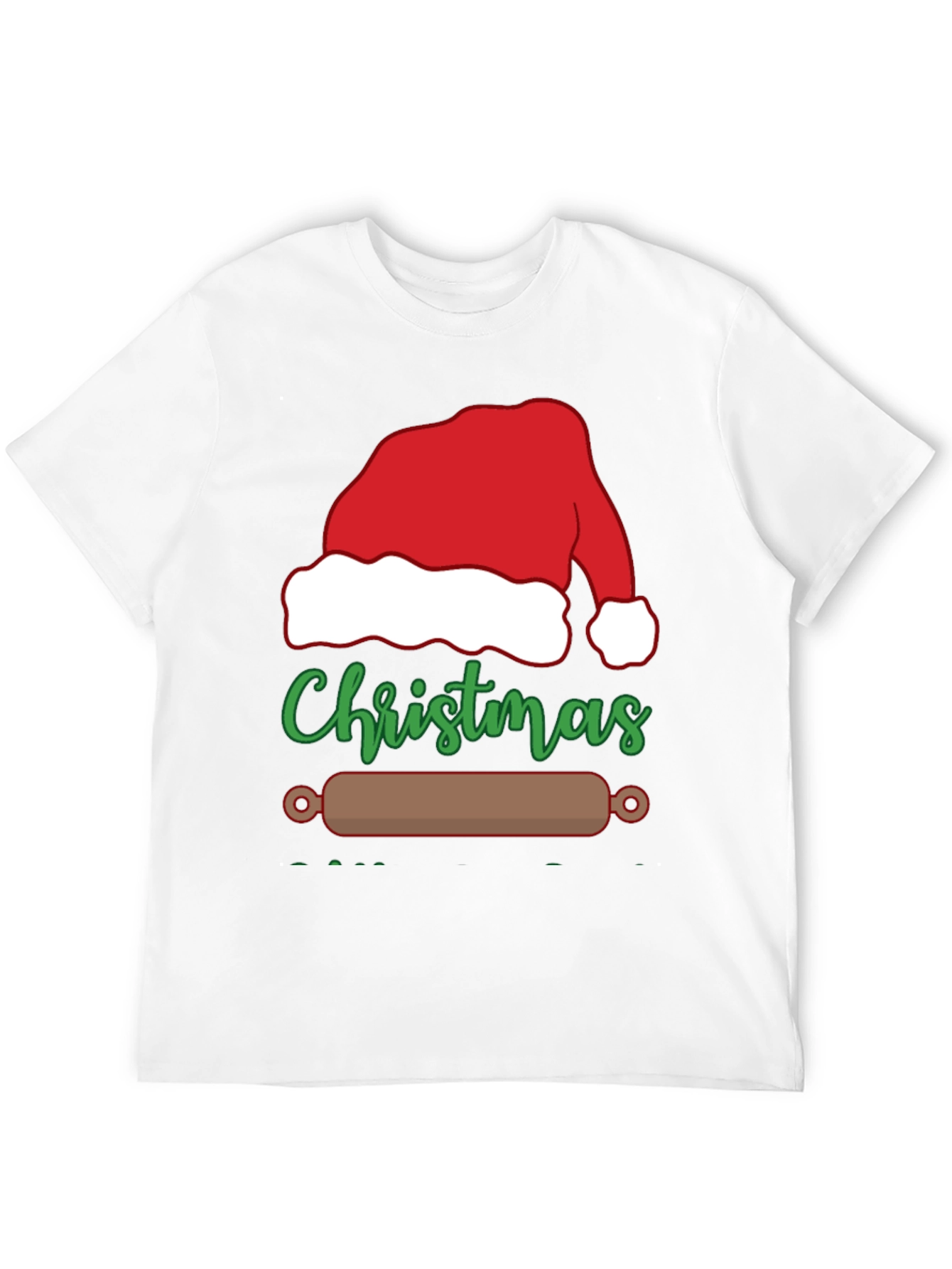 Christmas Baking T-Shirt: Santa Hat & Rolling Pin Design