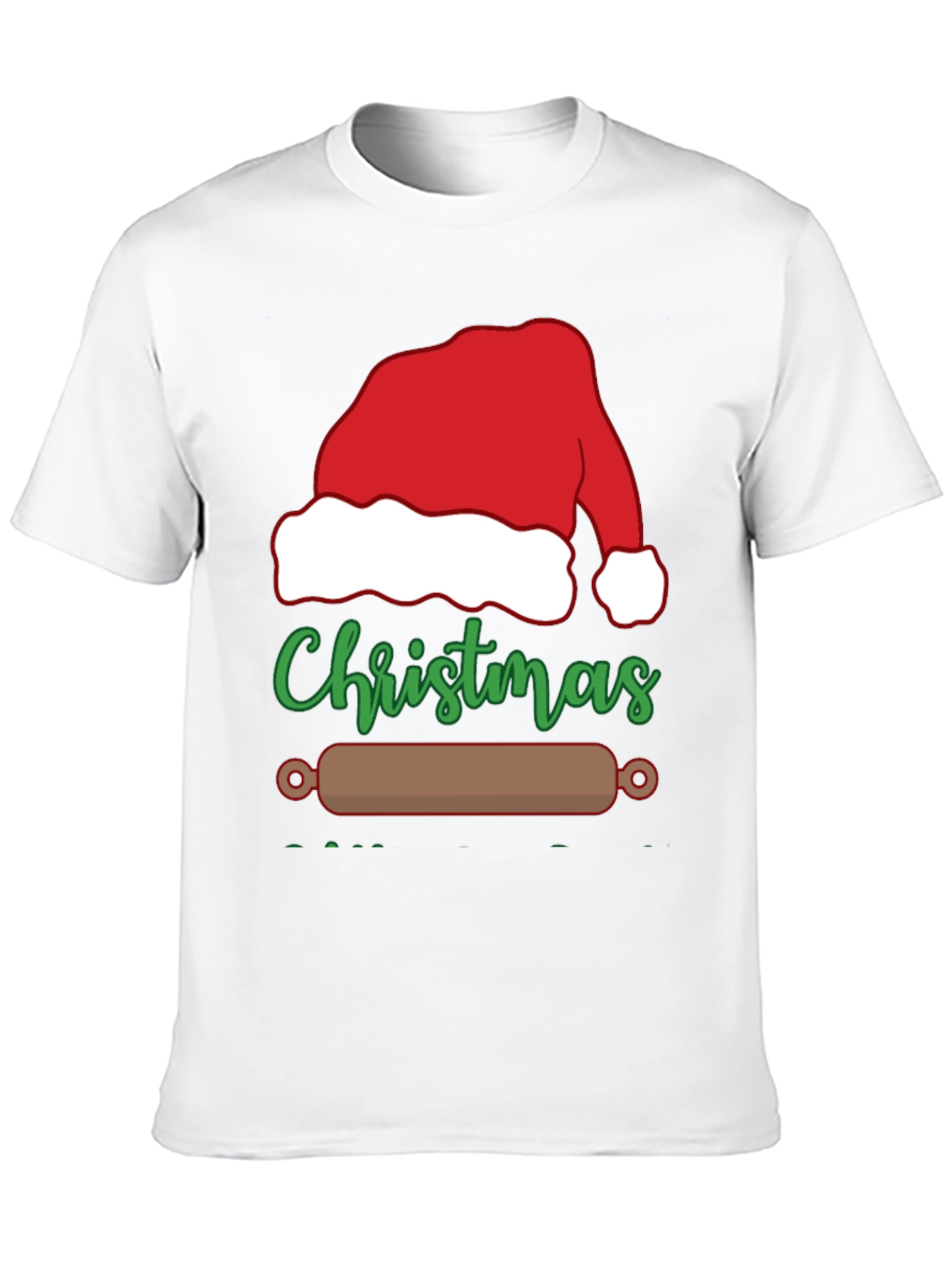 Christmas Baking T-Shirt: Santa Hat & Rolling Pin Design