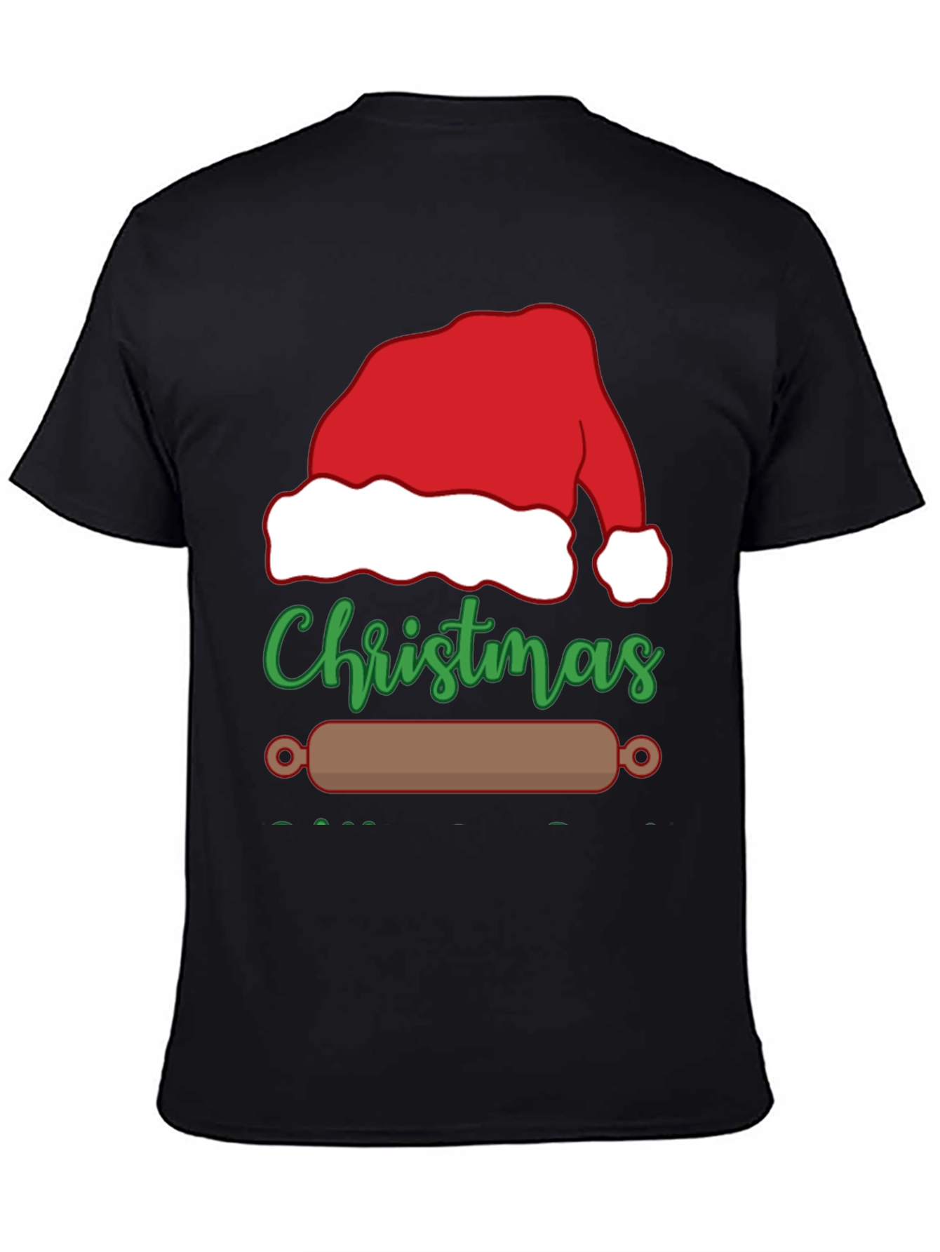 Christmas Baking T-Shirt: Santa Hat & Rolling Pin Design