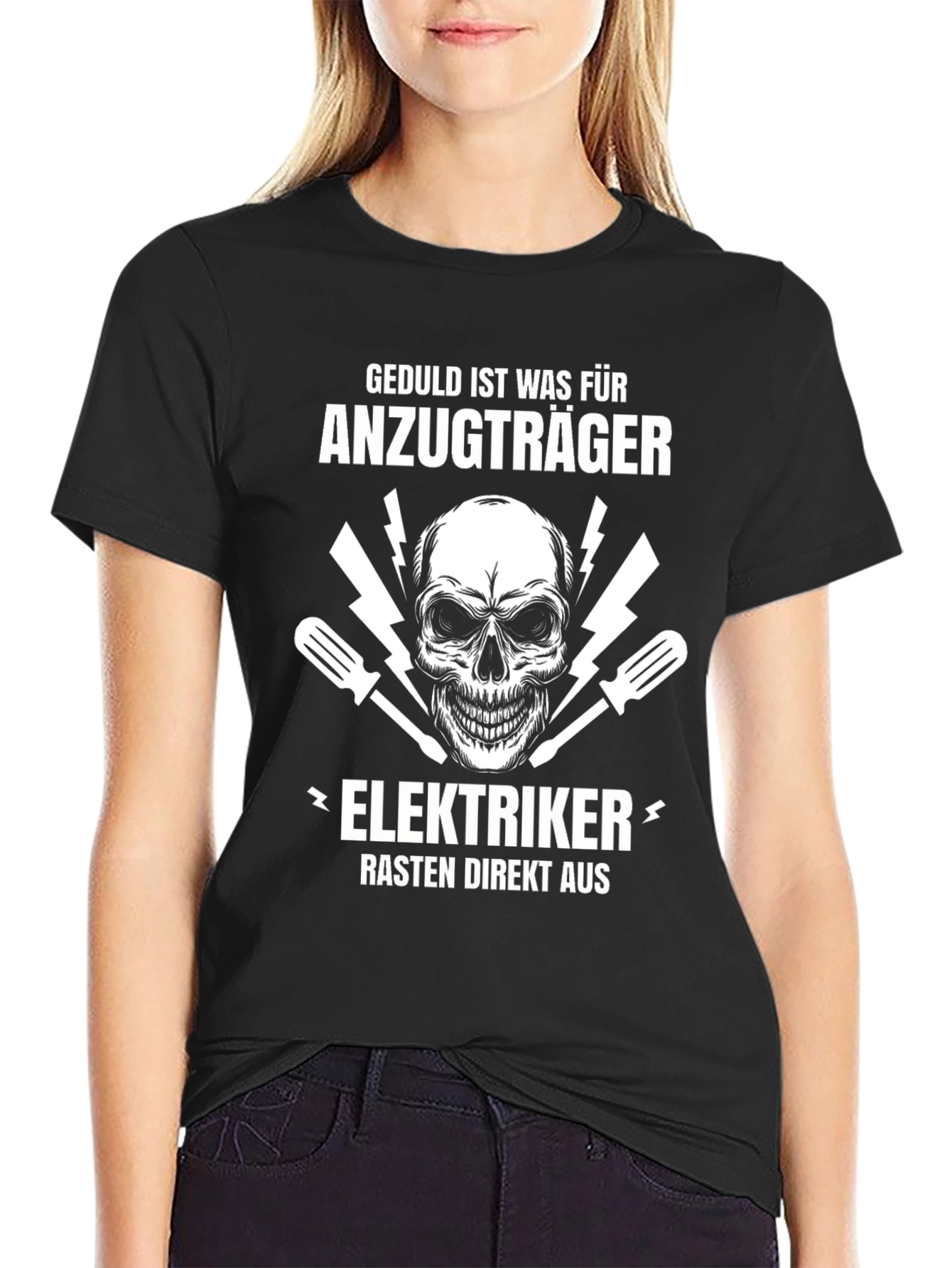 Geduld Ist Was Fur Anzugtrager Skull Electrician T-Shirt