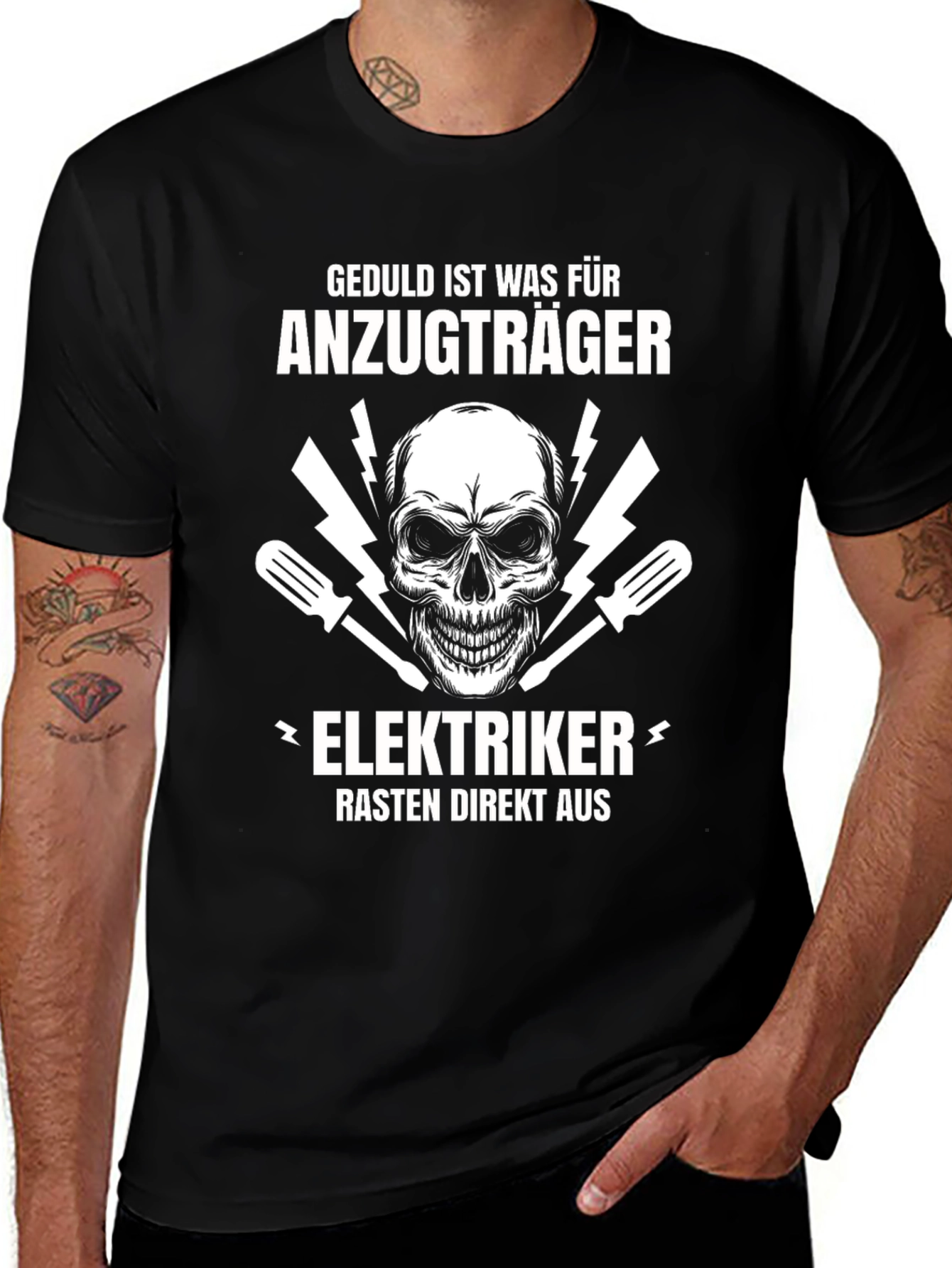 Geduld Ist Was Fur Anzugtrager Skull Electrician T-Shirt