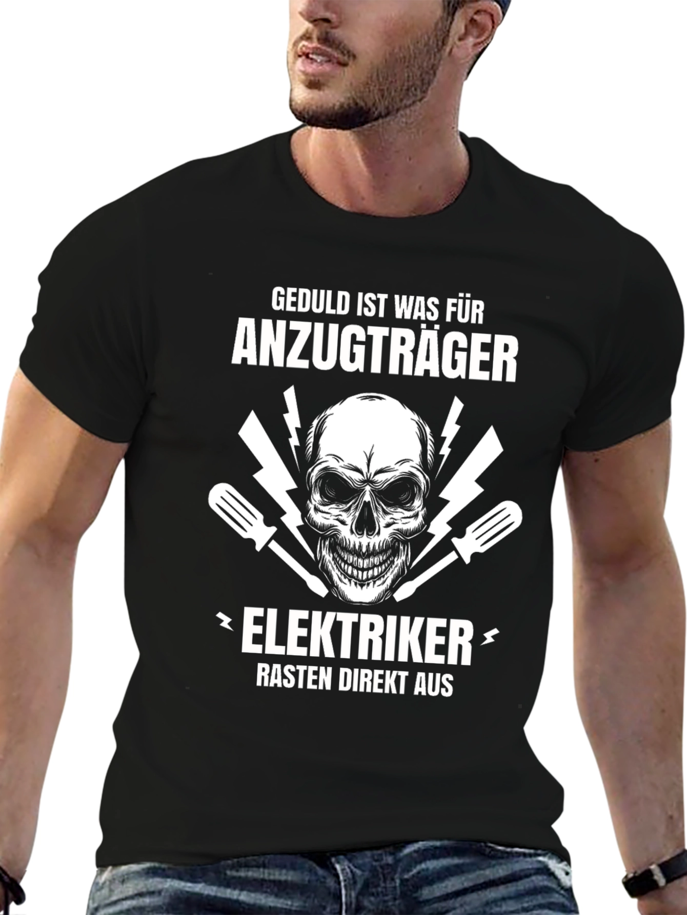 Geduld Ist Was Fur Anzugtrager Skull Electrician T-Shirt