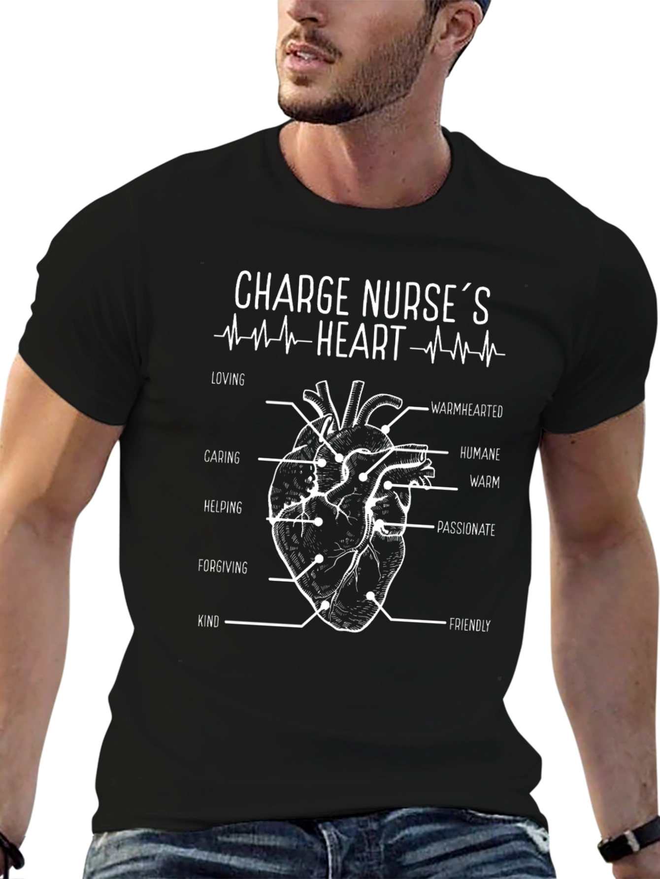 Charge Nurses Heart T-Shirt - Caring Nurse Tee