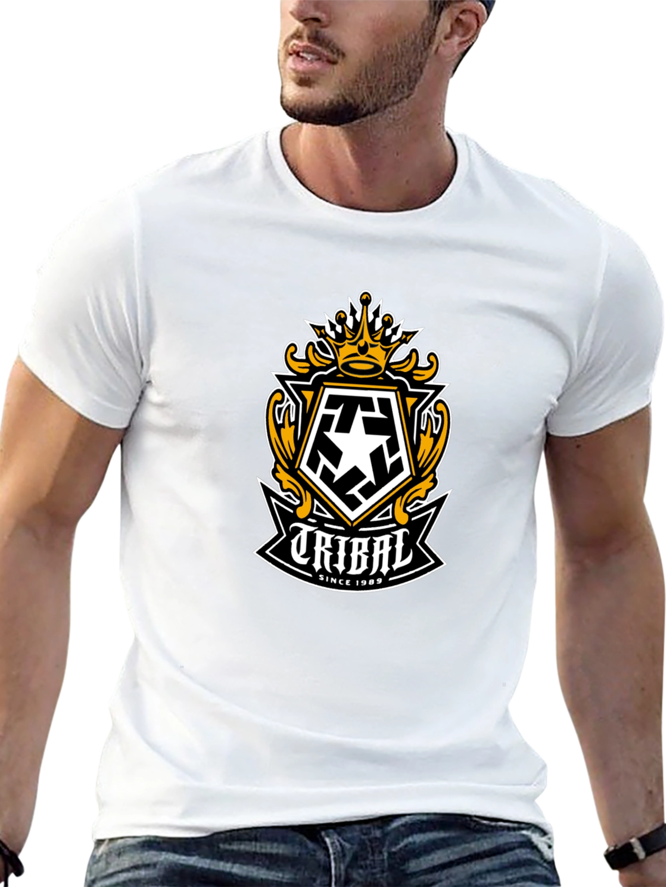 Tribal Gear Mens Black T-Shirt with Graphic Logo