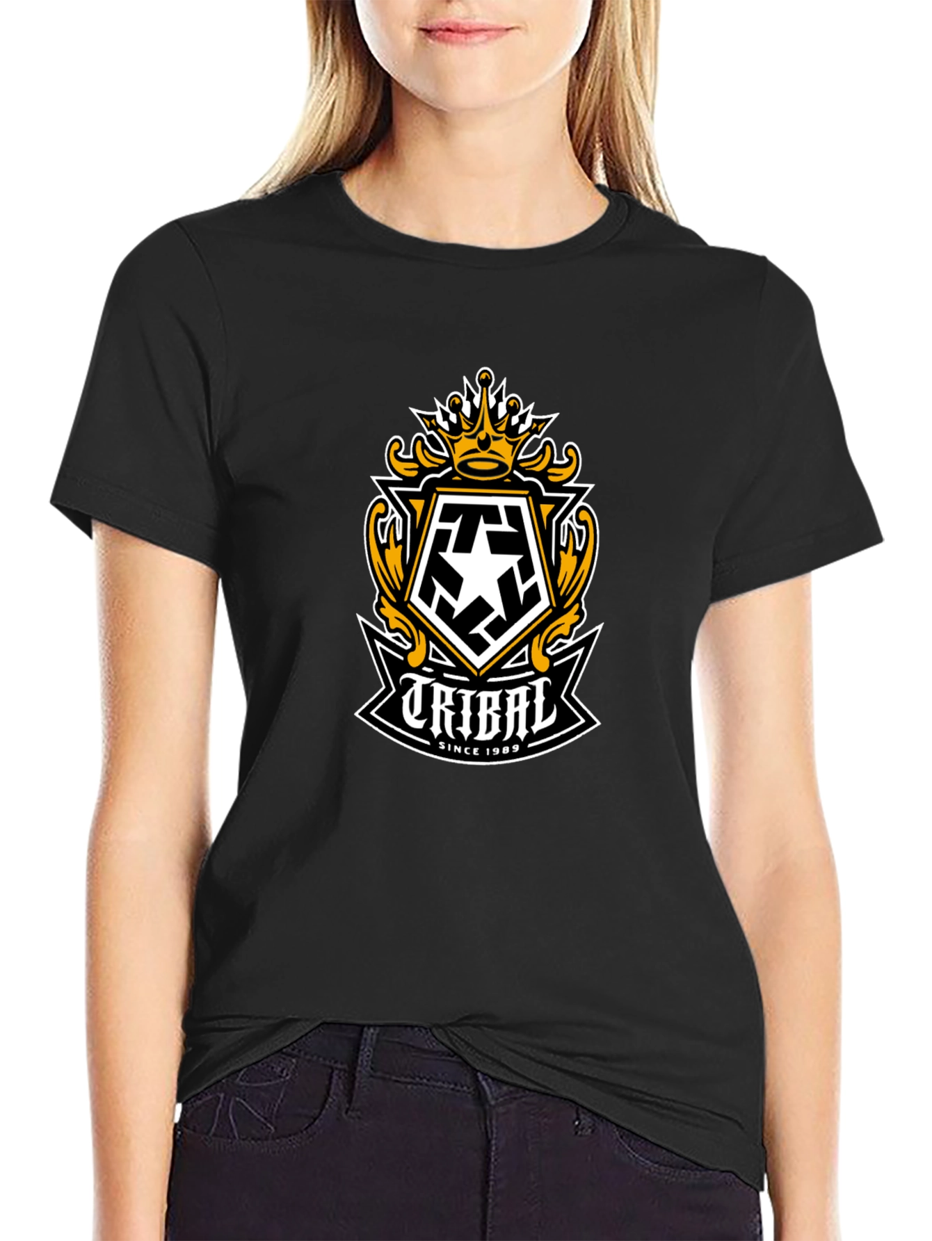 Tribal Gear Mens Black T-Shirt with Graphic Logo