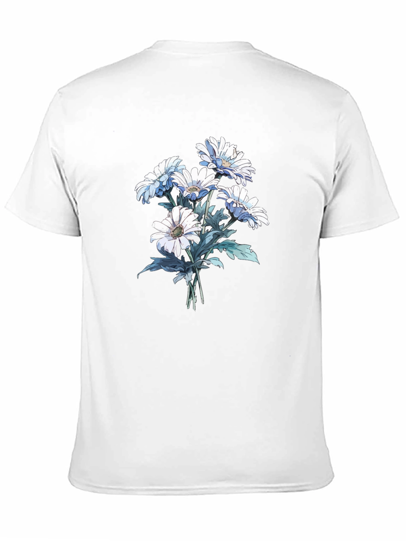 Floral Print Tee - White Daisies on Black
