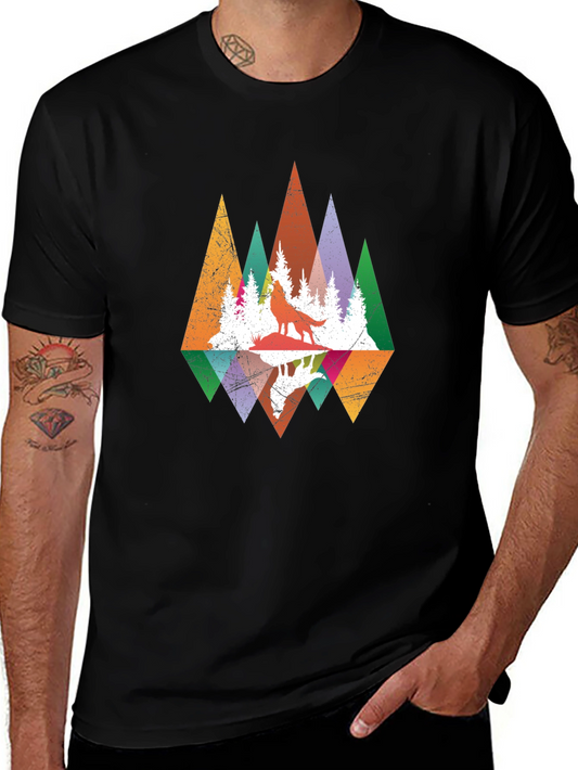 Wolf Reflection Graphic Tee - Mens Black T-Shirt