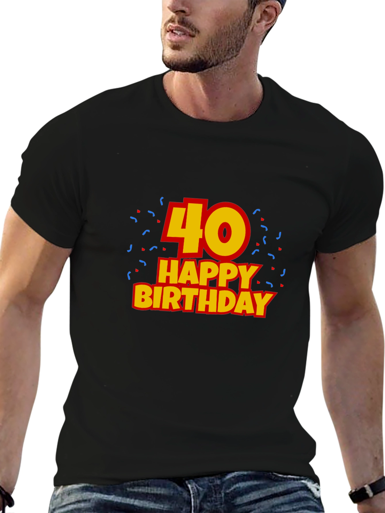 40th Happy Birthday Black T-Shirt