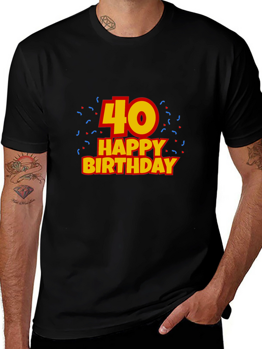 40th Happy Birthday Black T-Shirt
