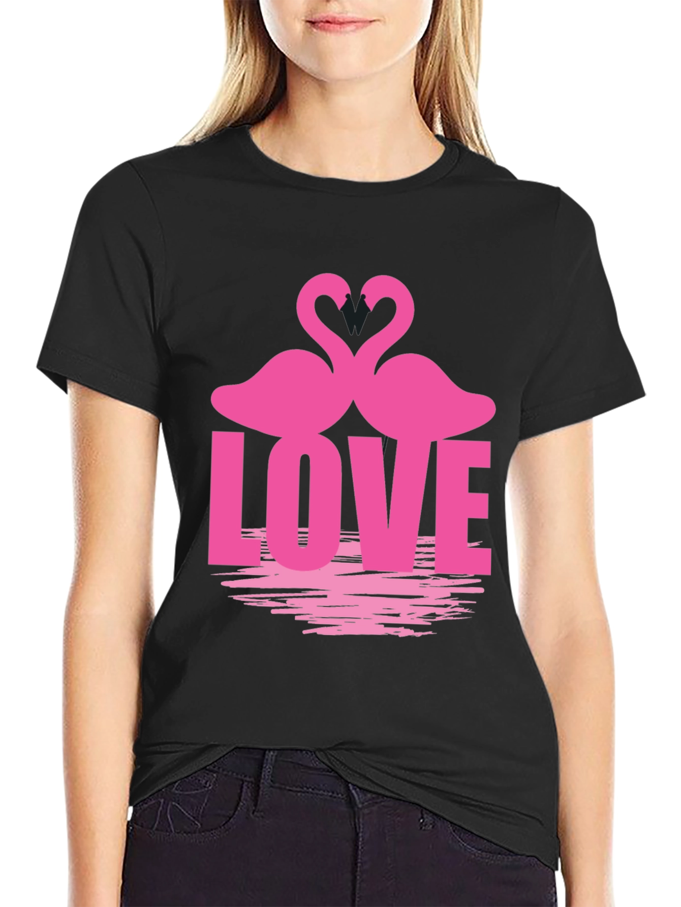 Flamingo Love Graphic Tee - Romantic Casual Top