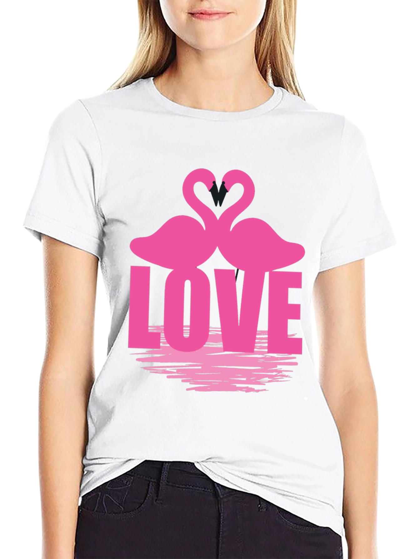 Flamingo Love Graphic Tee - Romantic Casual Top