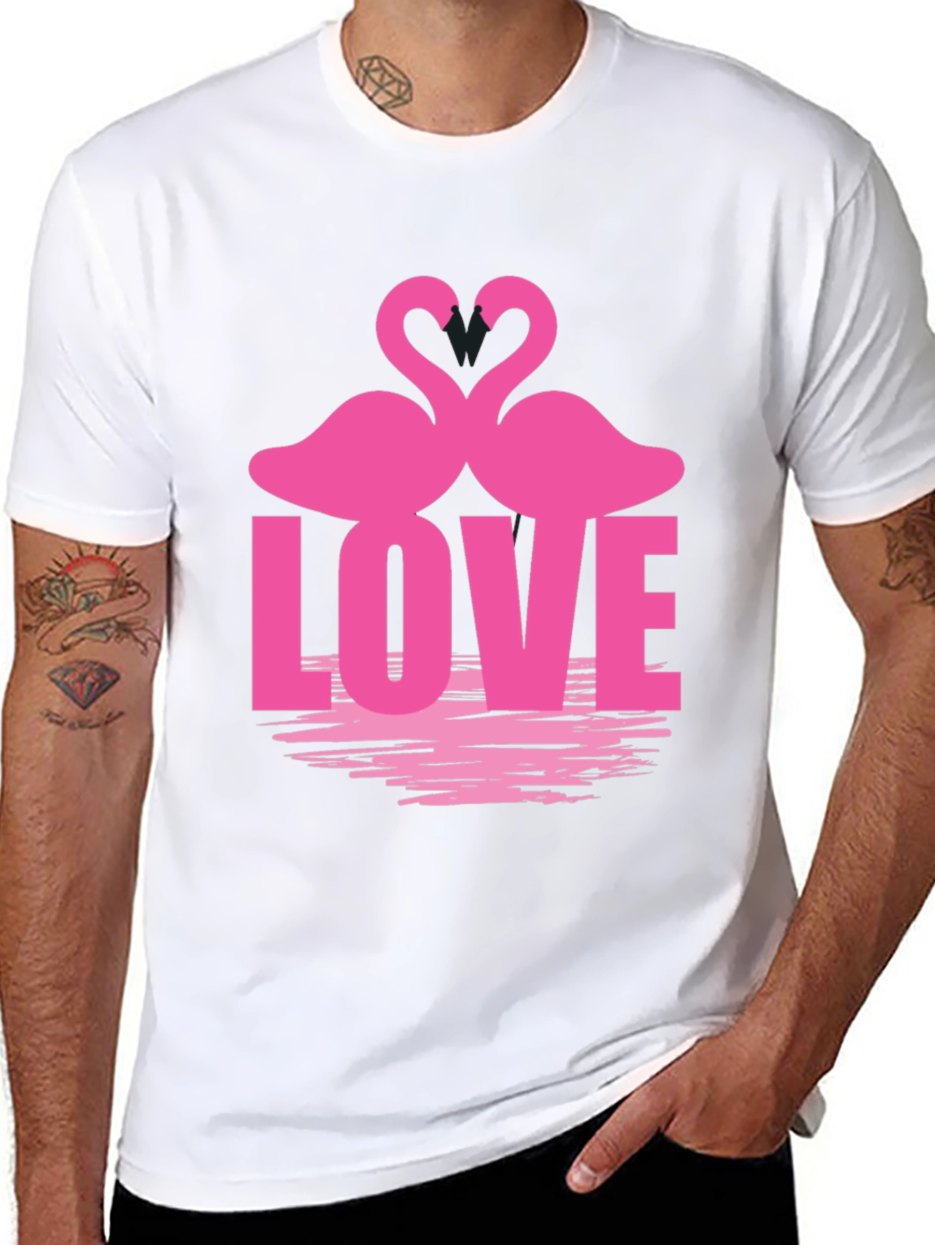 Flamingo Love Graphic Tee - Romantic Casual Top