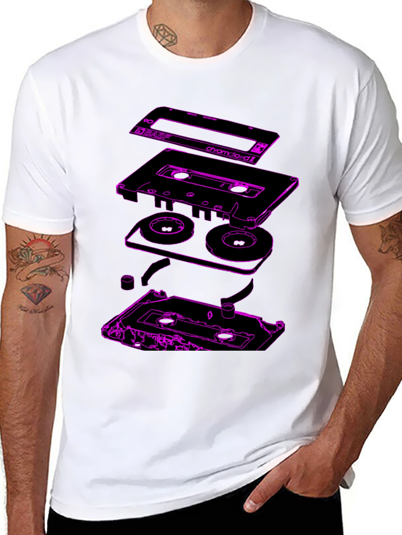 Retro Cassette Tape Explosion Graphic Tee