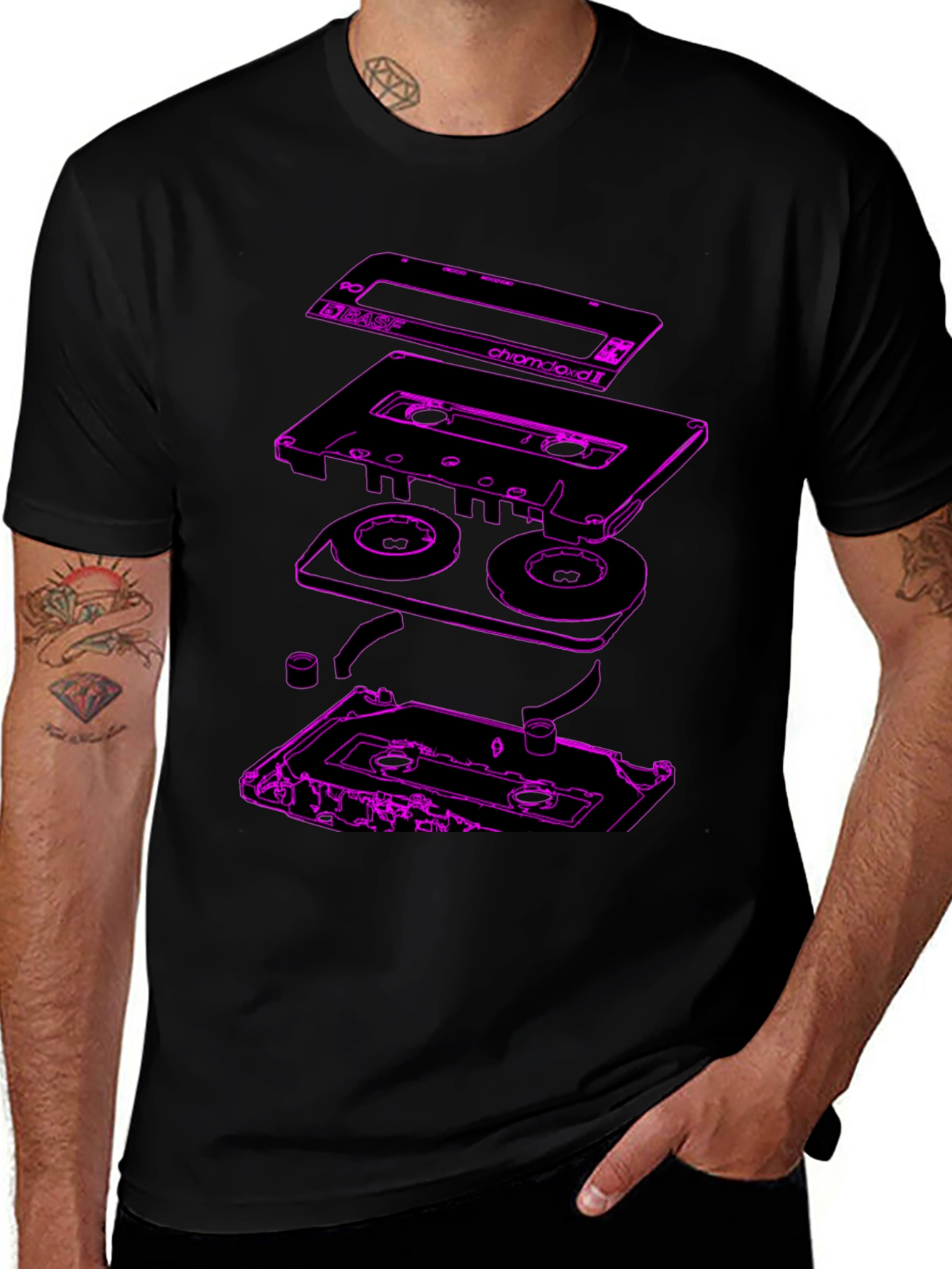 Retro Cassette Tape Explosion Graphic Tee