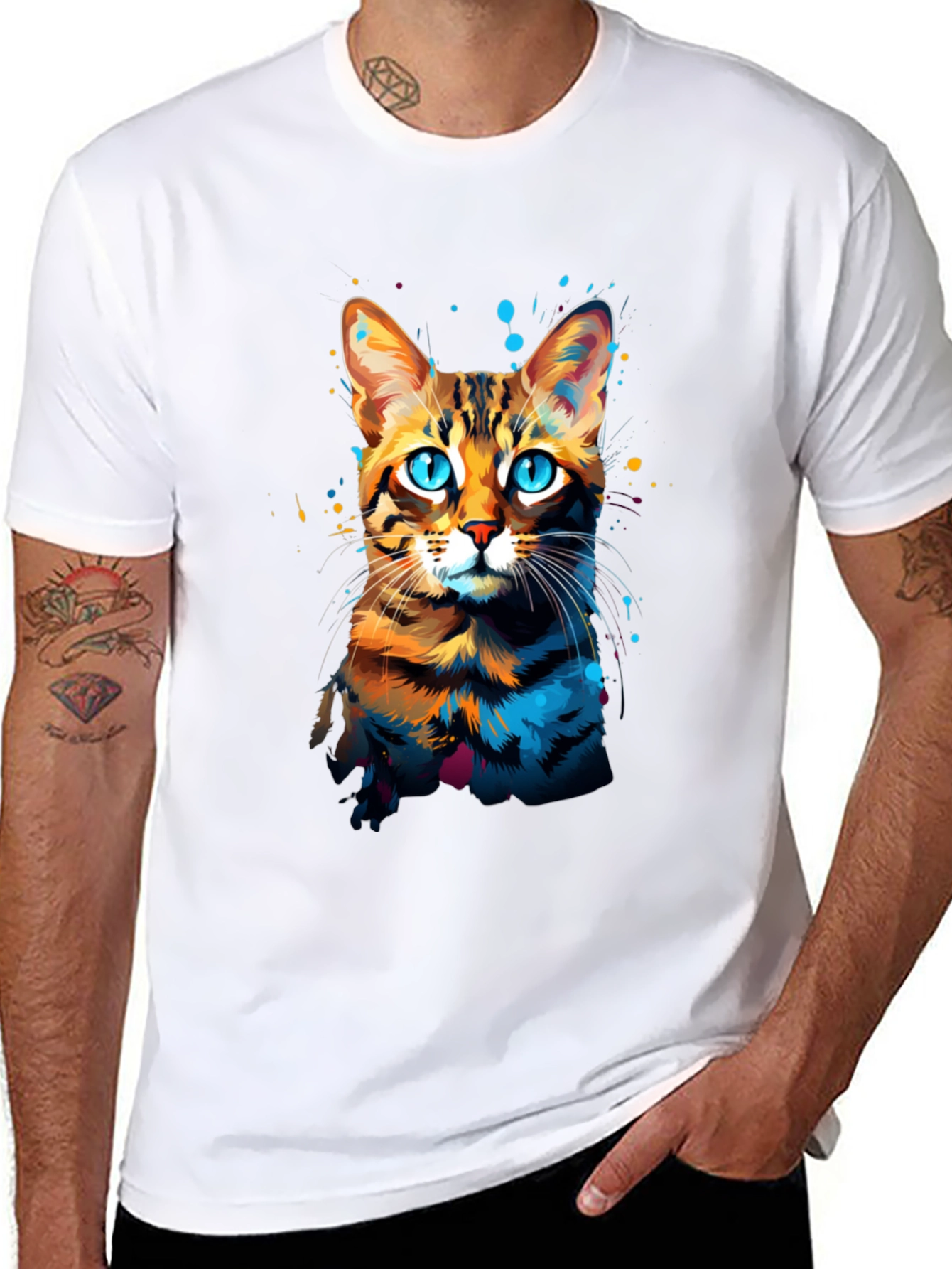Watercolor Cat Graphic T-Shirt