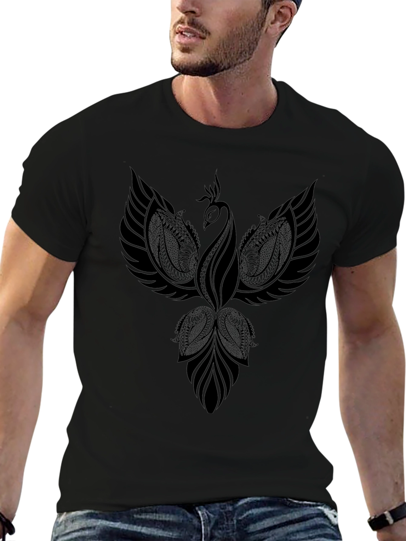 Phoenix Graphic Print Crew Neck T-Shirt