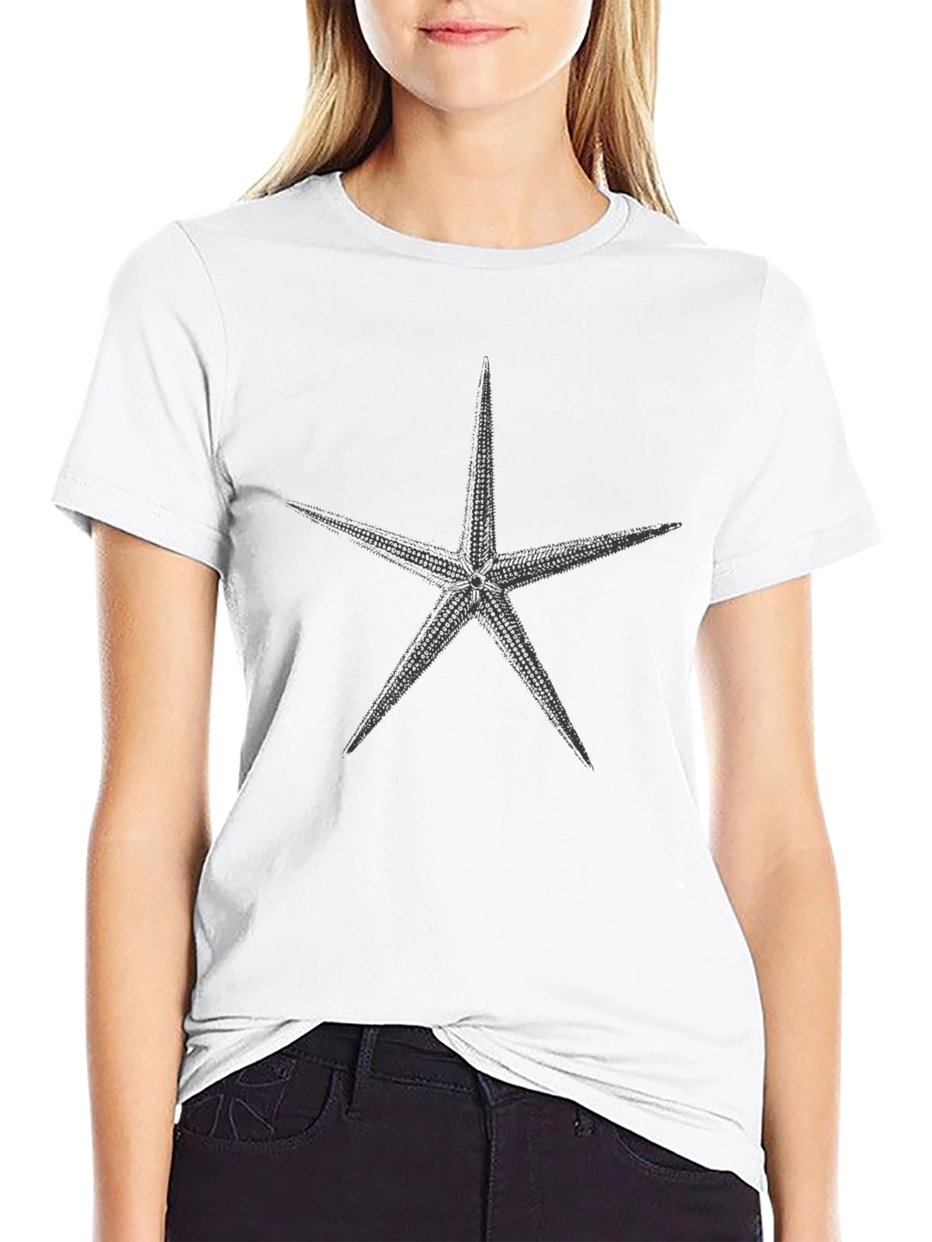 Mens Black Tee with Starfish Graphic