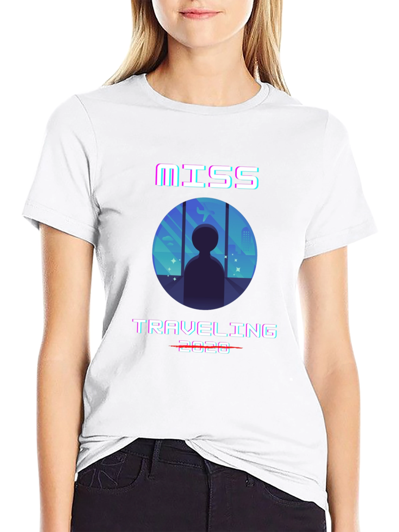 Miss Traveling 2020 Black Graphic T-Shirt