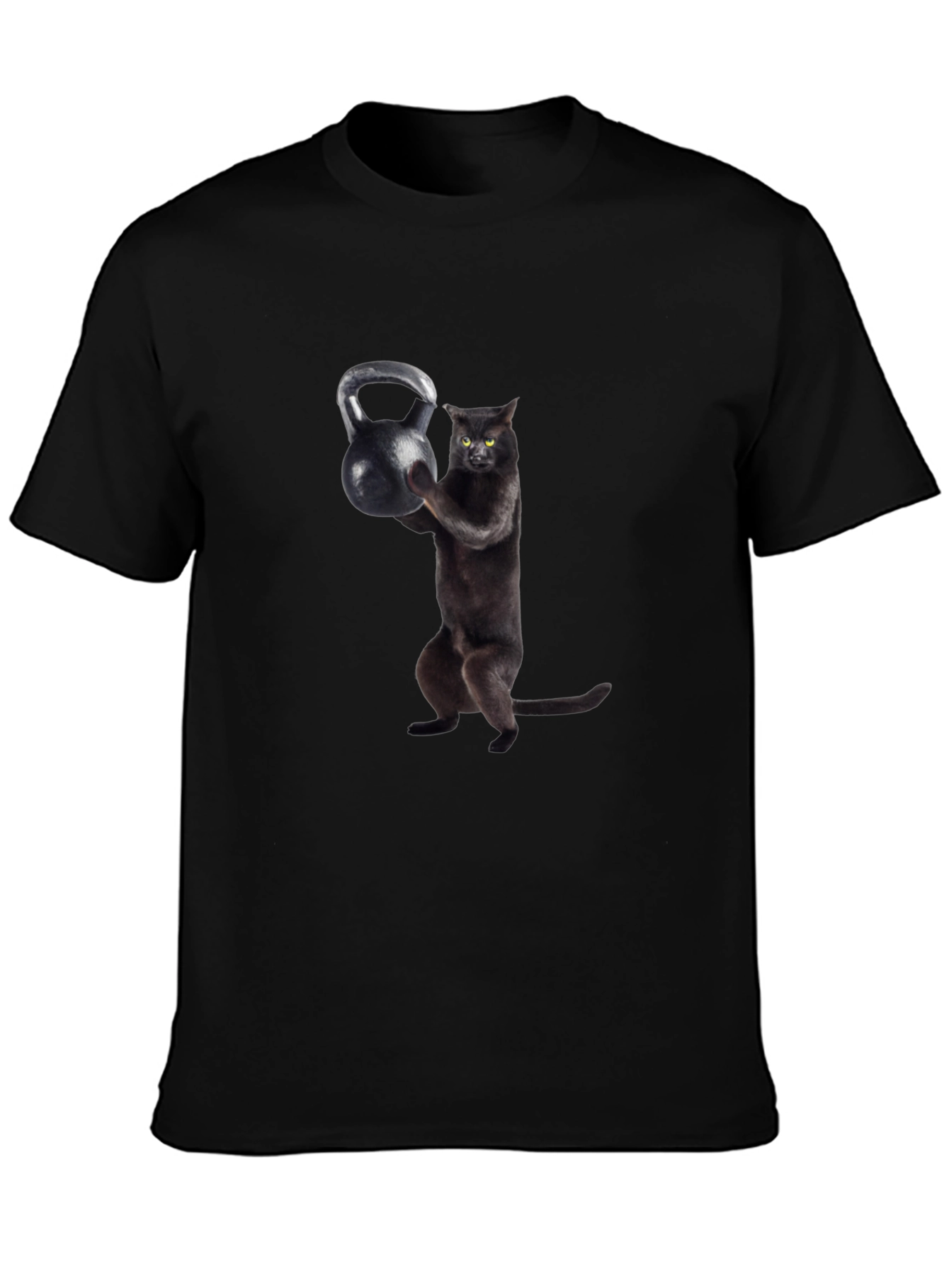 Kettlebell Cat Black T-Shirt