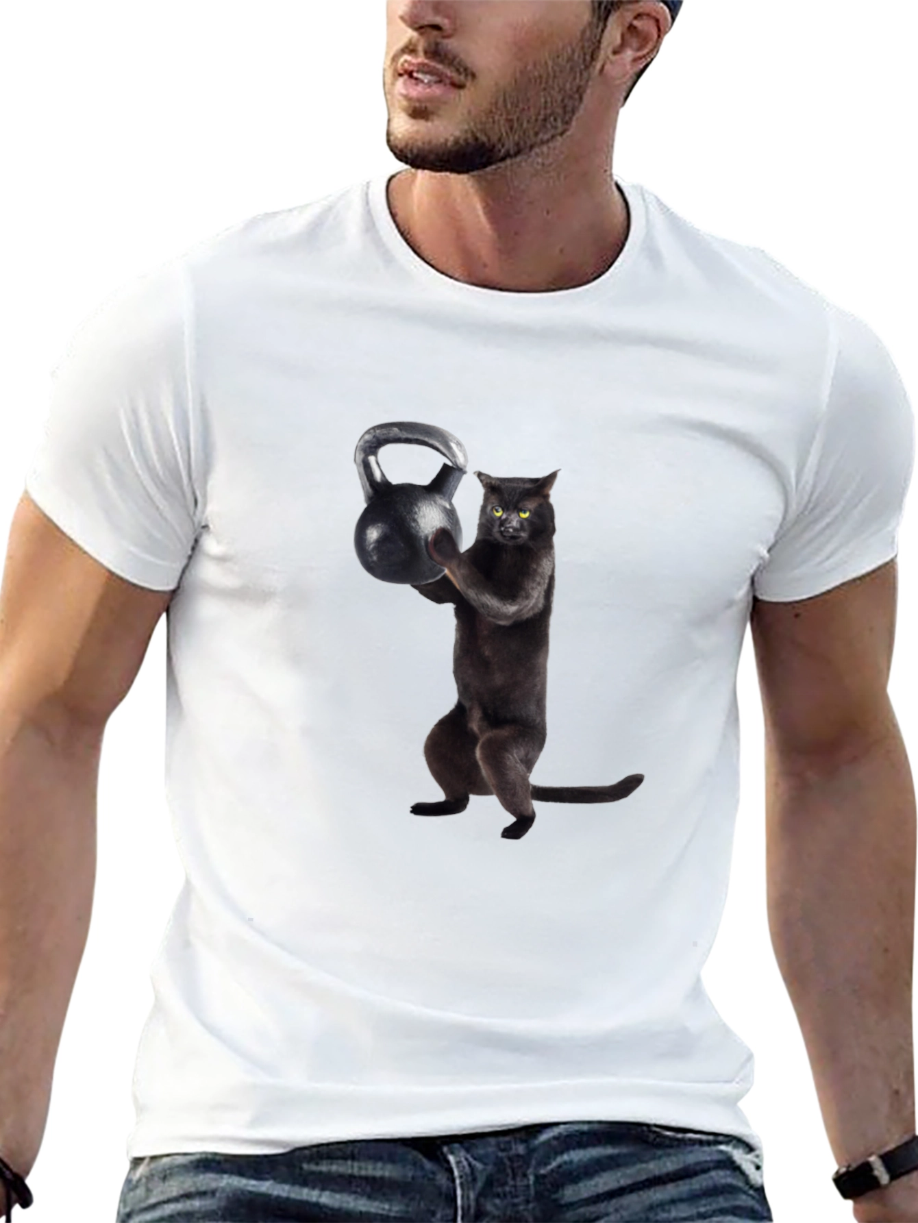 Kettlebell Cat Black T-Shirt