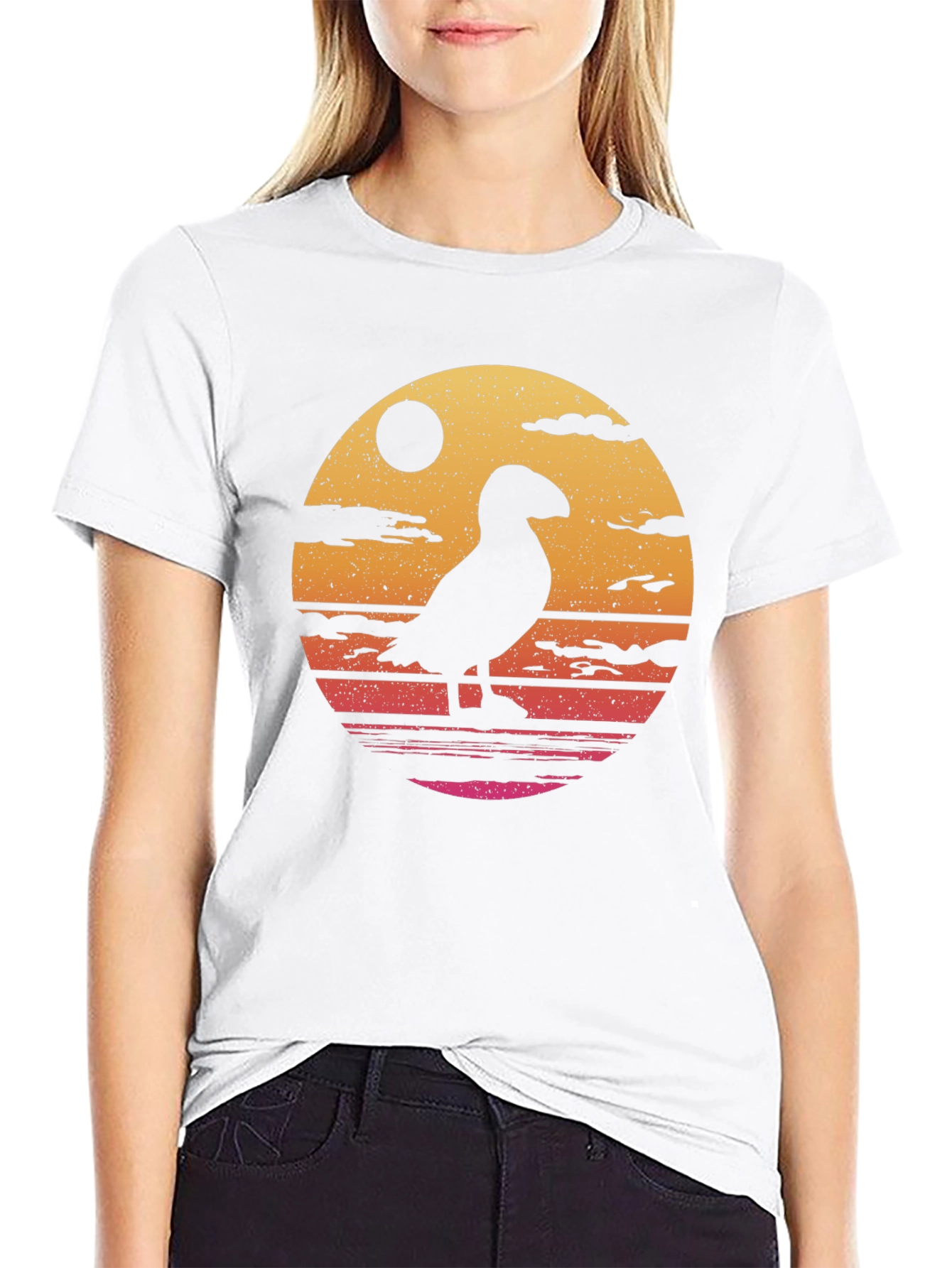 Retro Puffin T-Shirt - Black