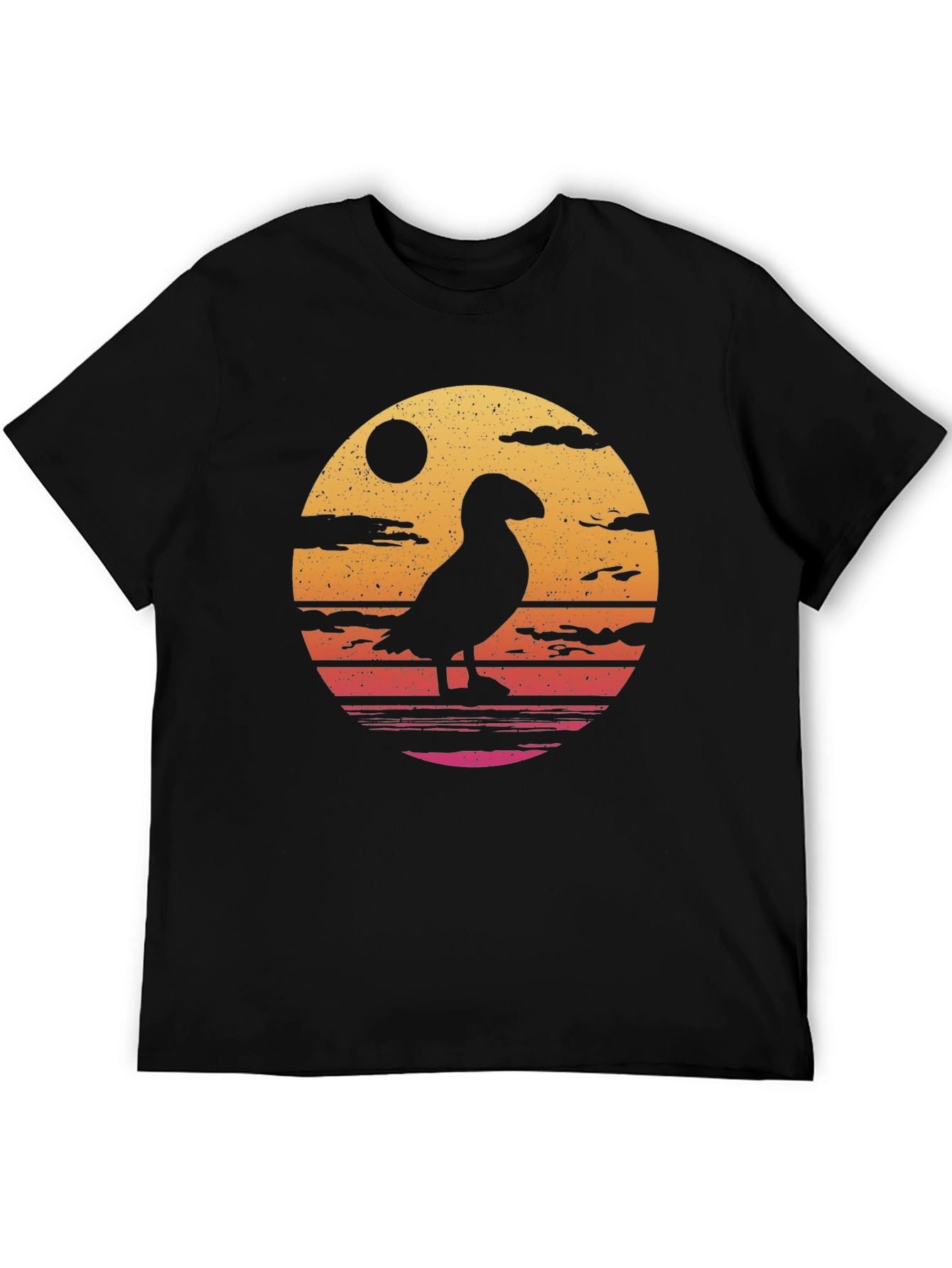 Retro Puffin T-Shirt - Black