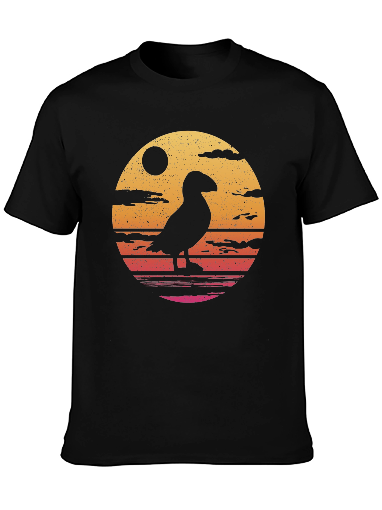 Retro Puffin T-Shirt - Black