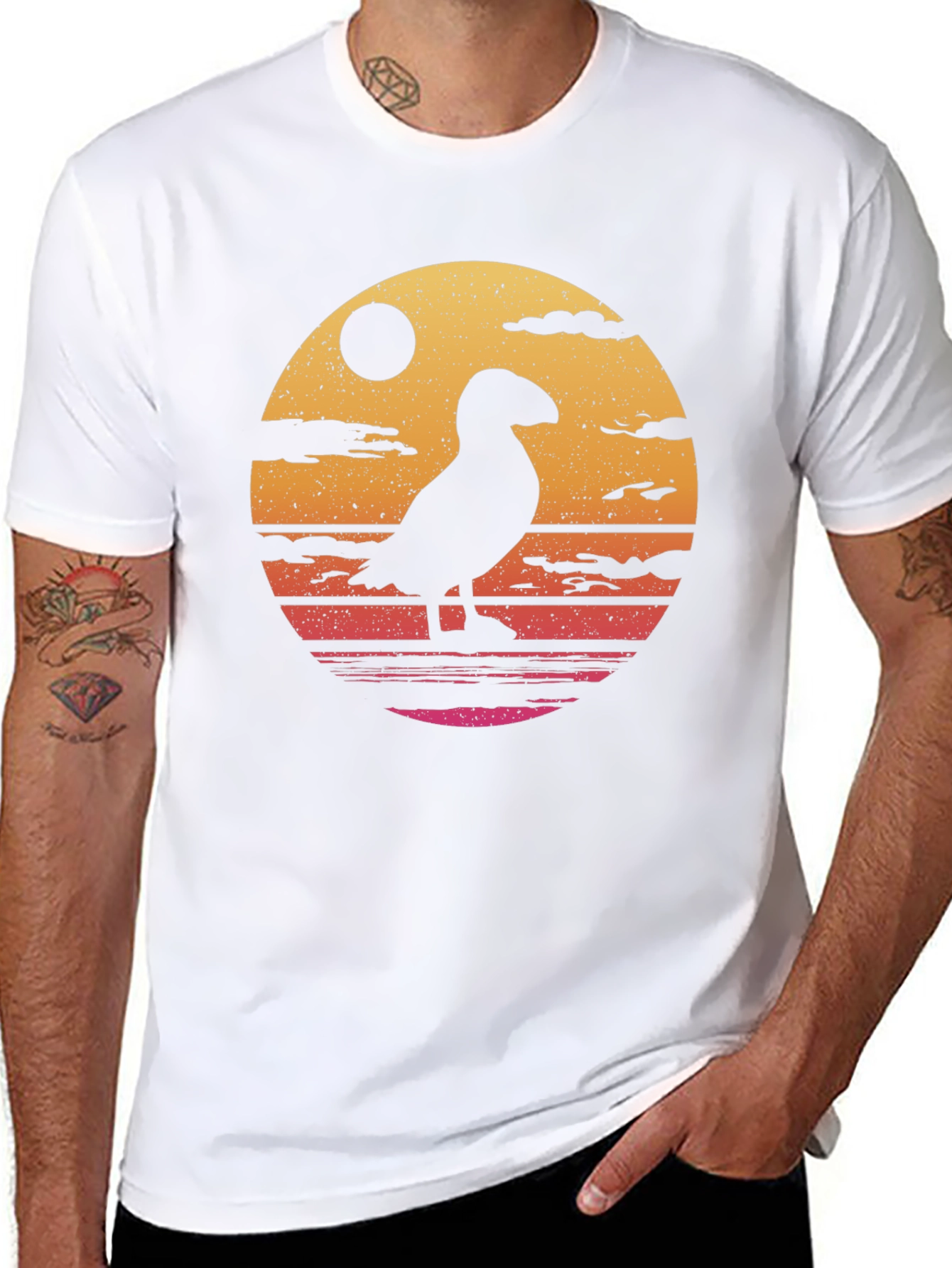 Retro Puffin T-Shirt - Black