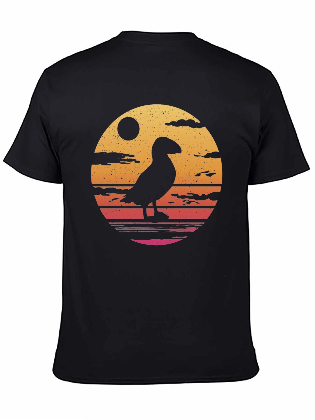 Retro Puffin T-Shirt - Black