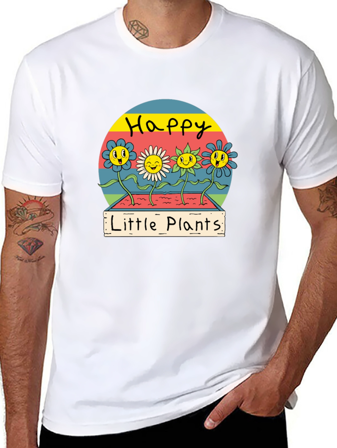 Happy Little Plants Graphic Tee - Trendy Unisex T-Shirt