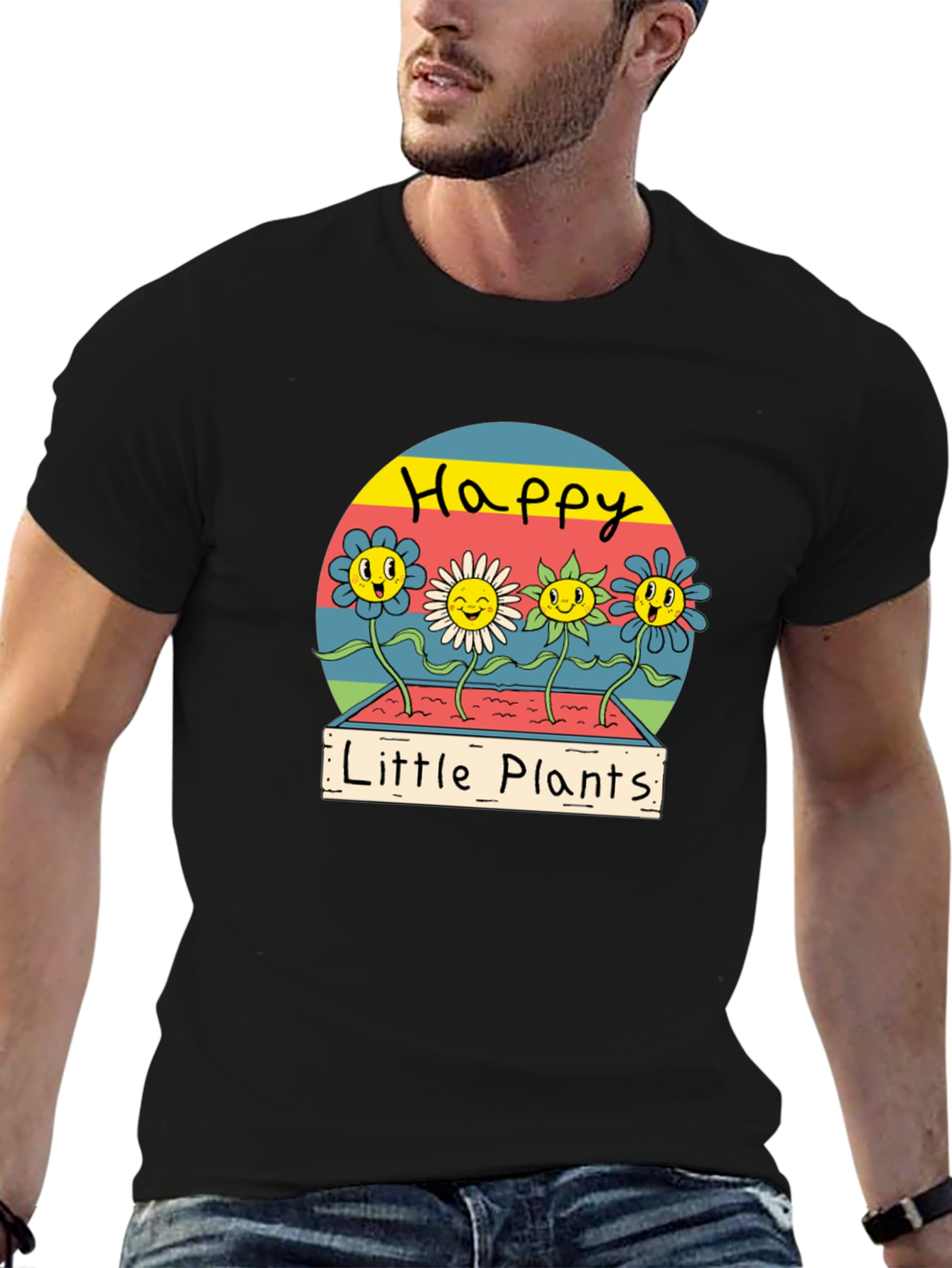 Happy Little Plants Graphic Tee - Trendy Unisex T-Shirt