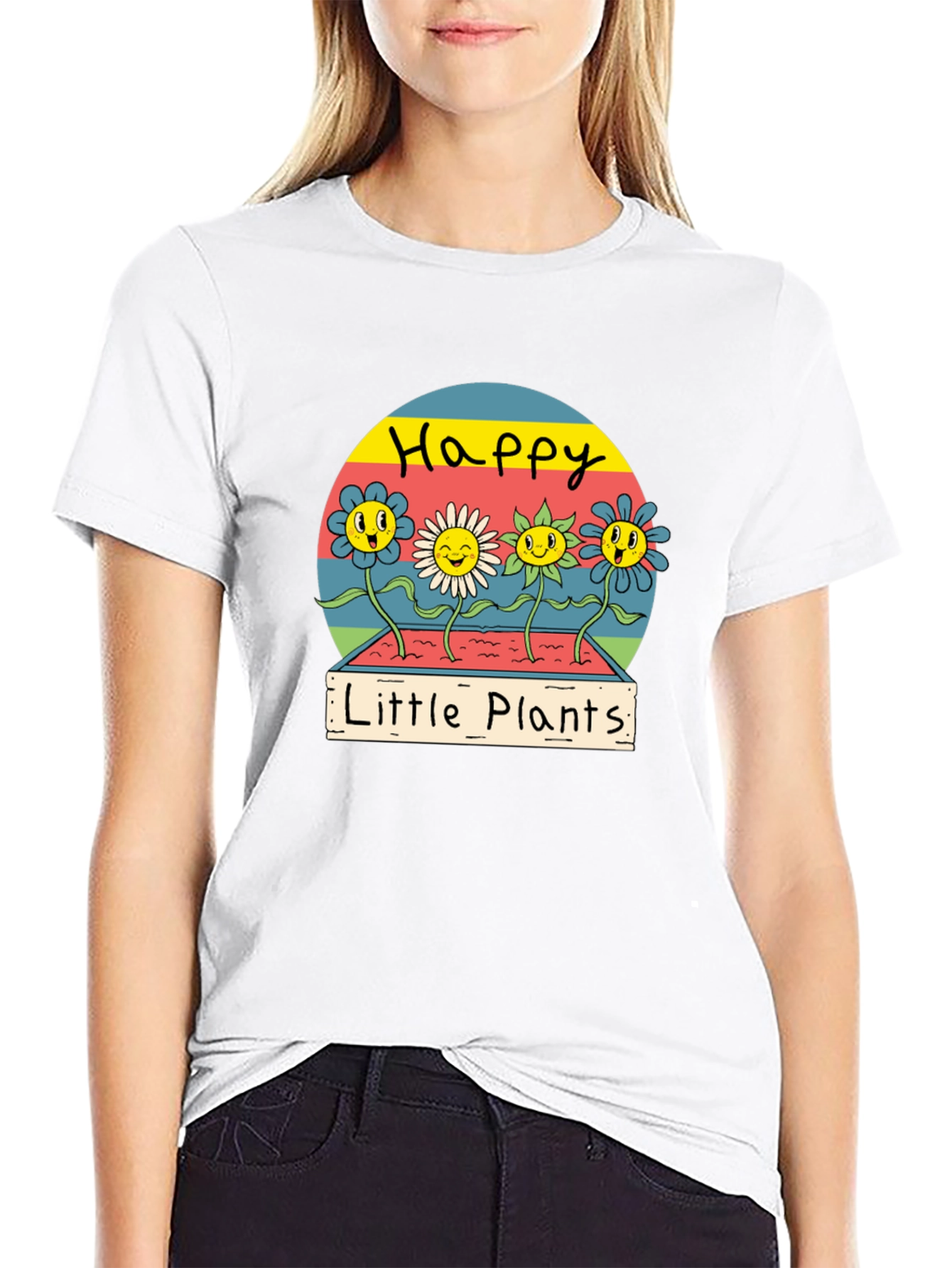 Happy Little Plants Graphic Tee - Trendy Unisex T-Shirt