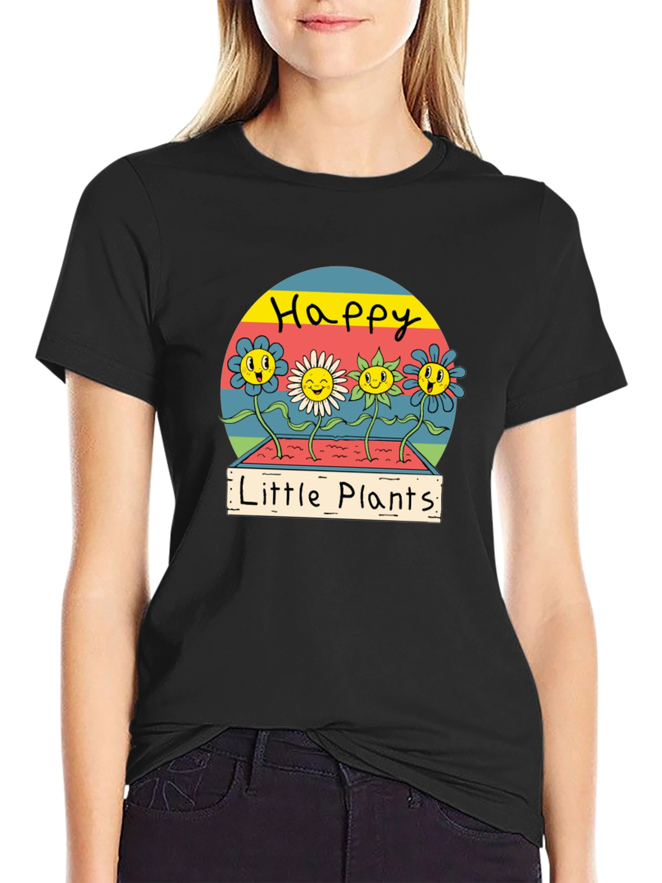 Happy Little Plants Graphic Tee - Trendy Unisex T-Shirt