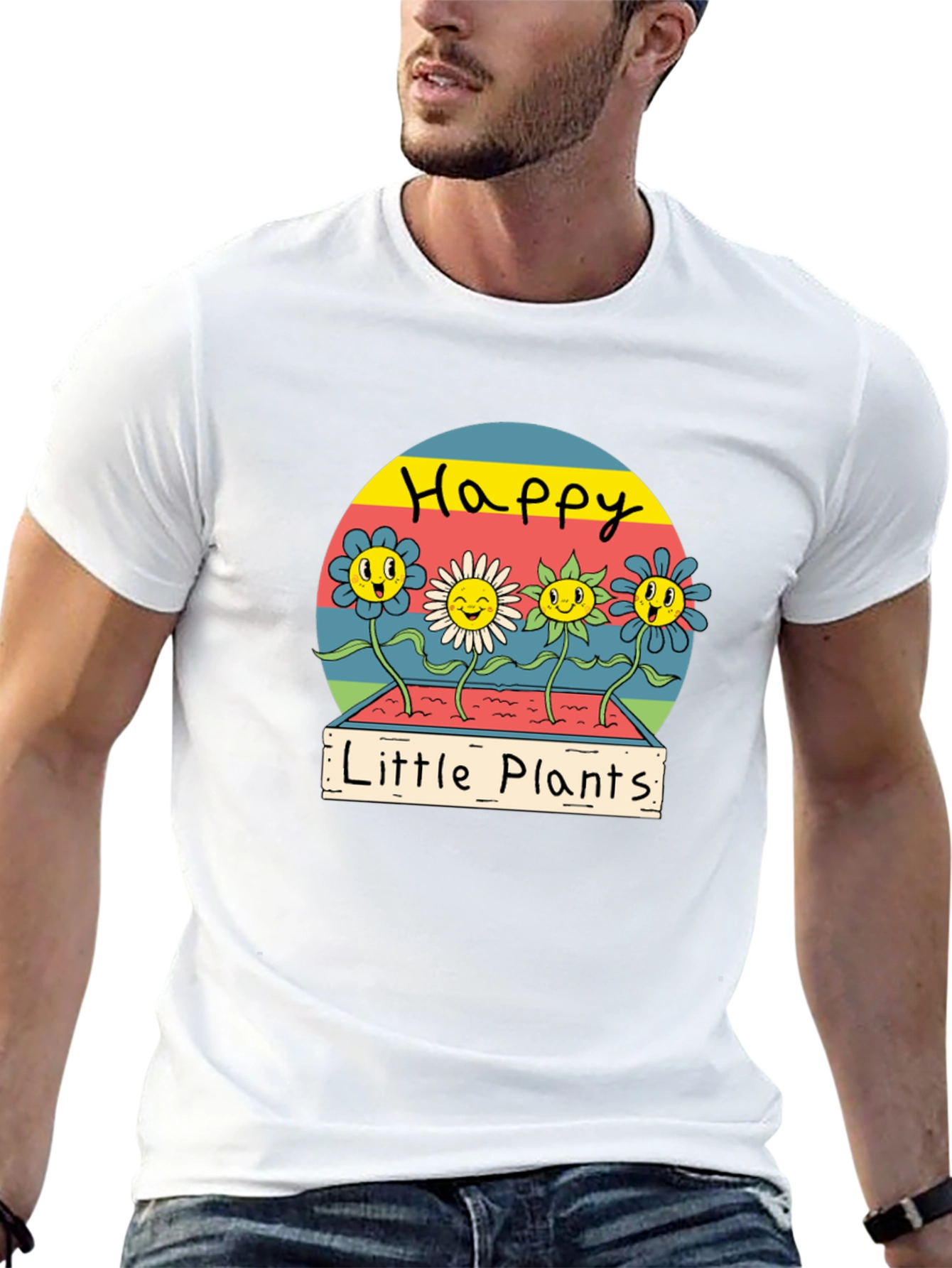 Happy Little Plants Graphic Tee - Trendy Unisex T-Shirt
