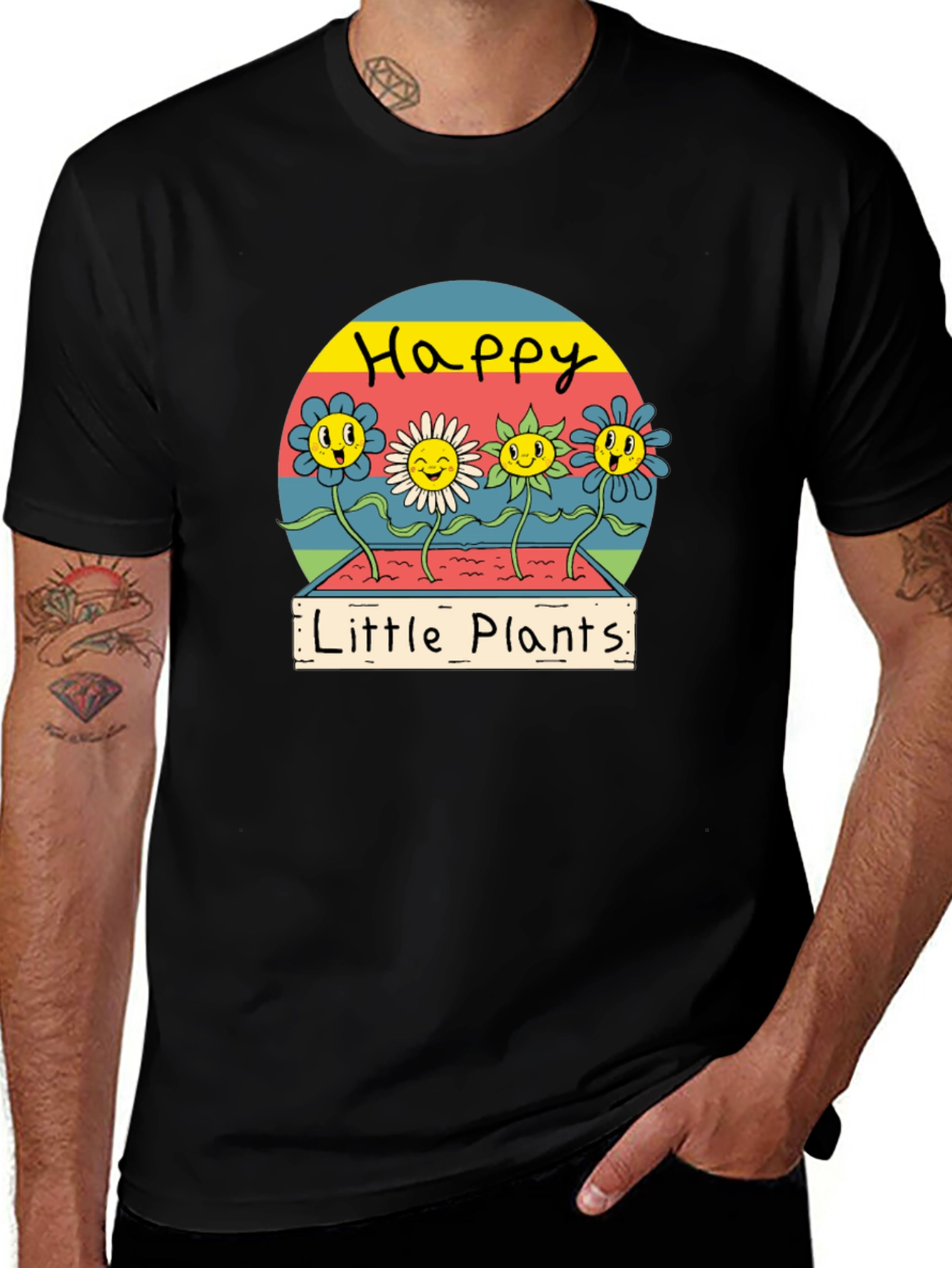 Happy Little Plants Graphic Tee - Trendy Unisex T-Shirt