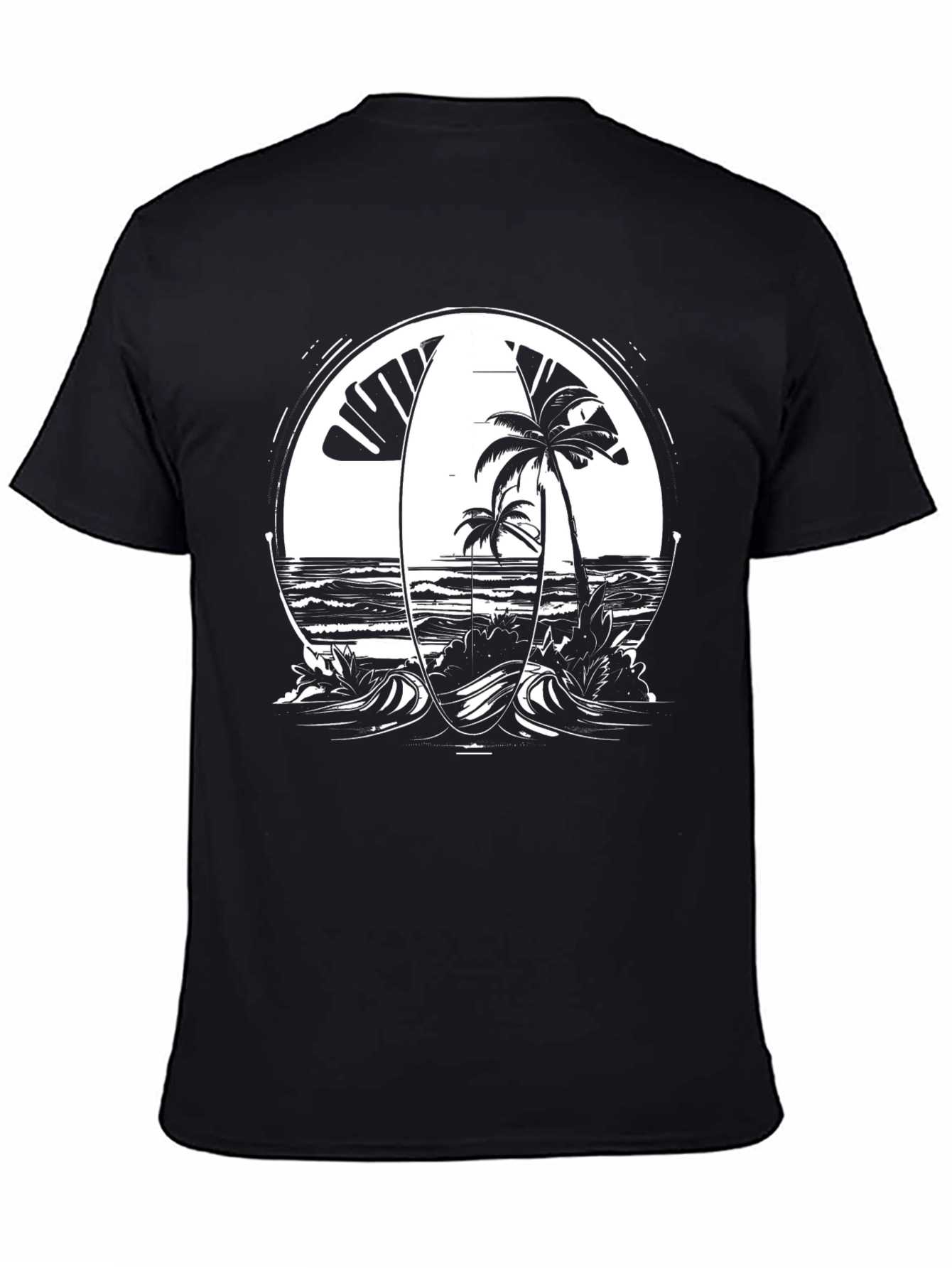 Tropical Surfboard Beach Graphic Tee