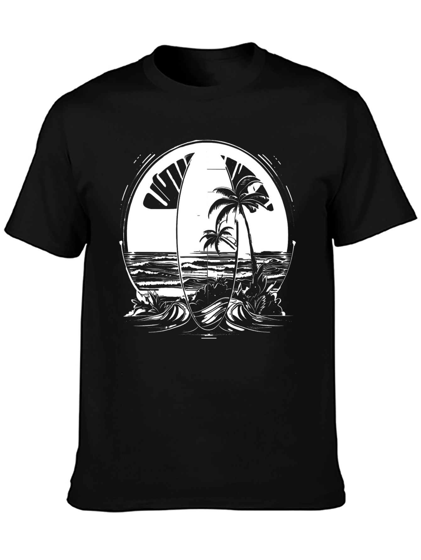 Tropical Surfboard Beach Graphic Tee