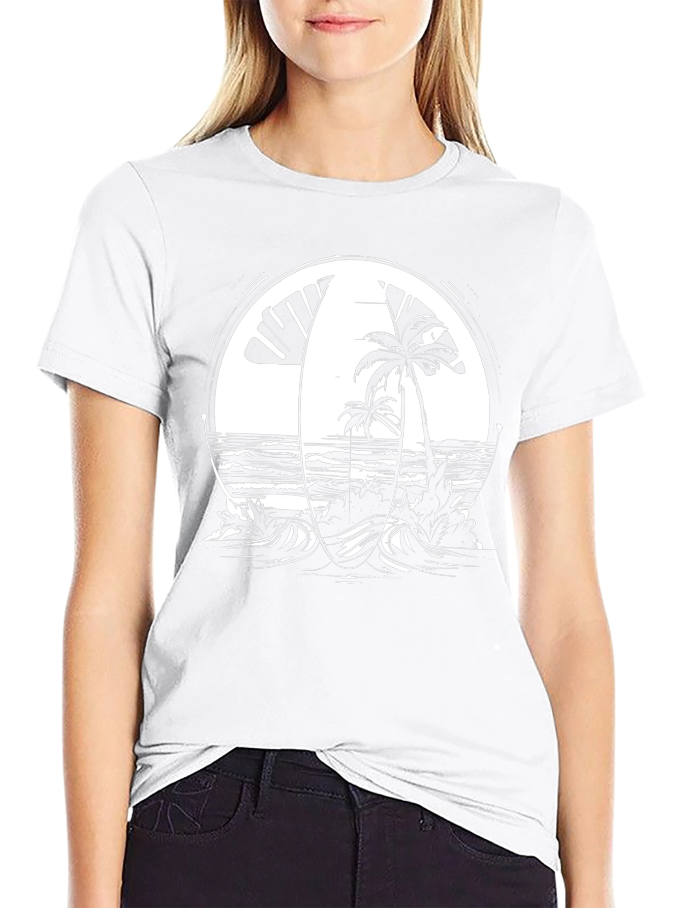 Tropical Surfboard Beach Graphic Tee