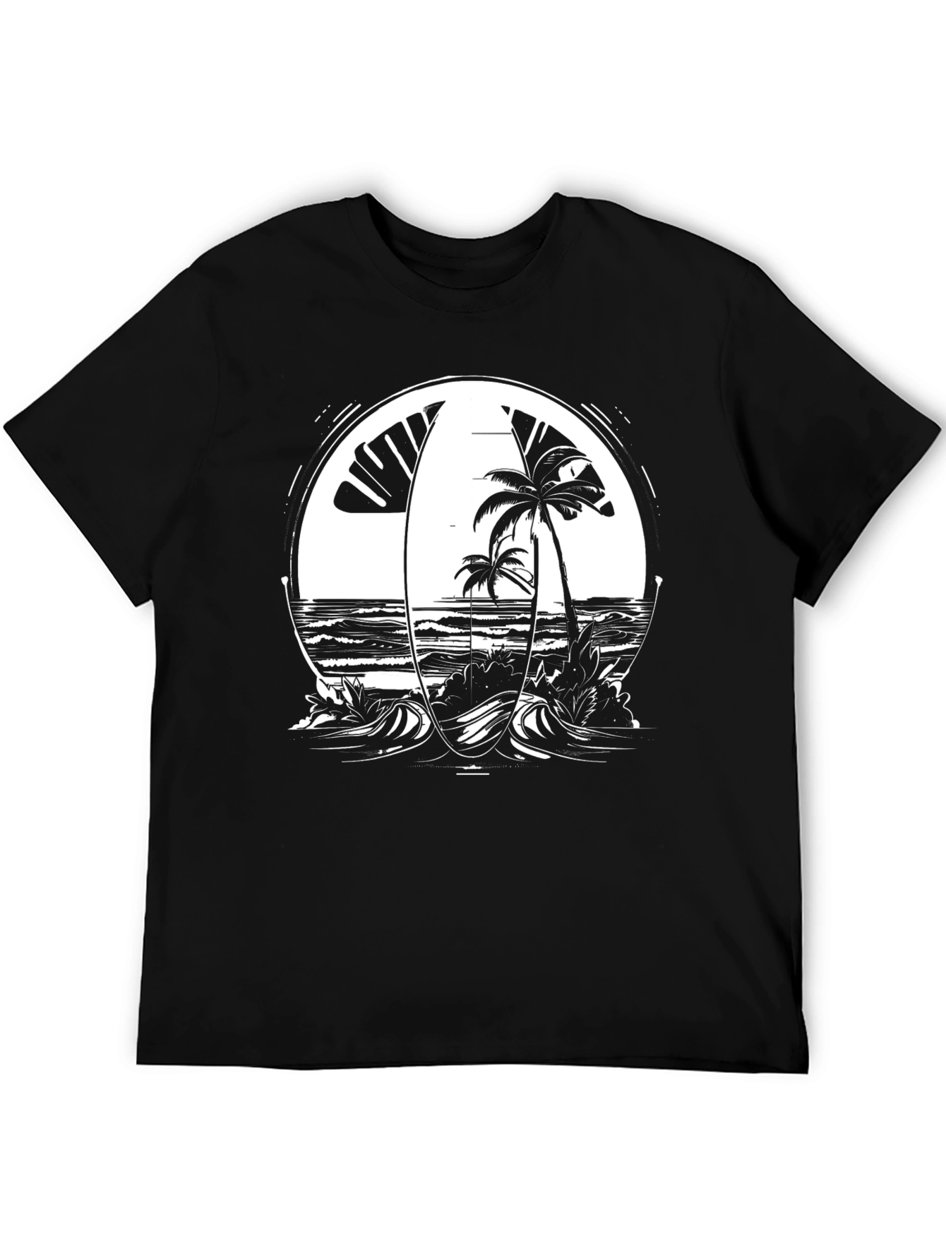 Tropical Surfboard Beach Graphic Tee